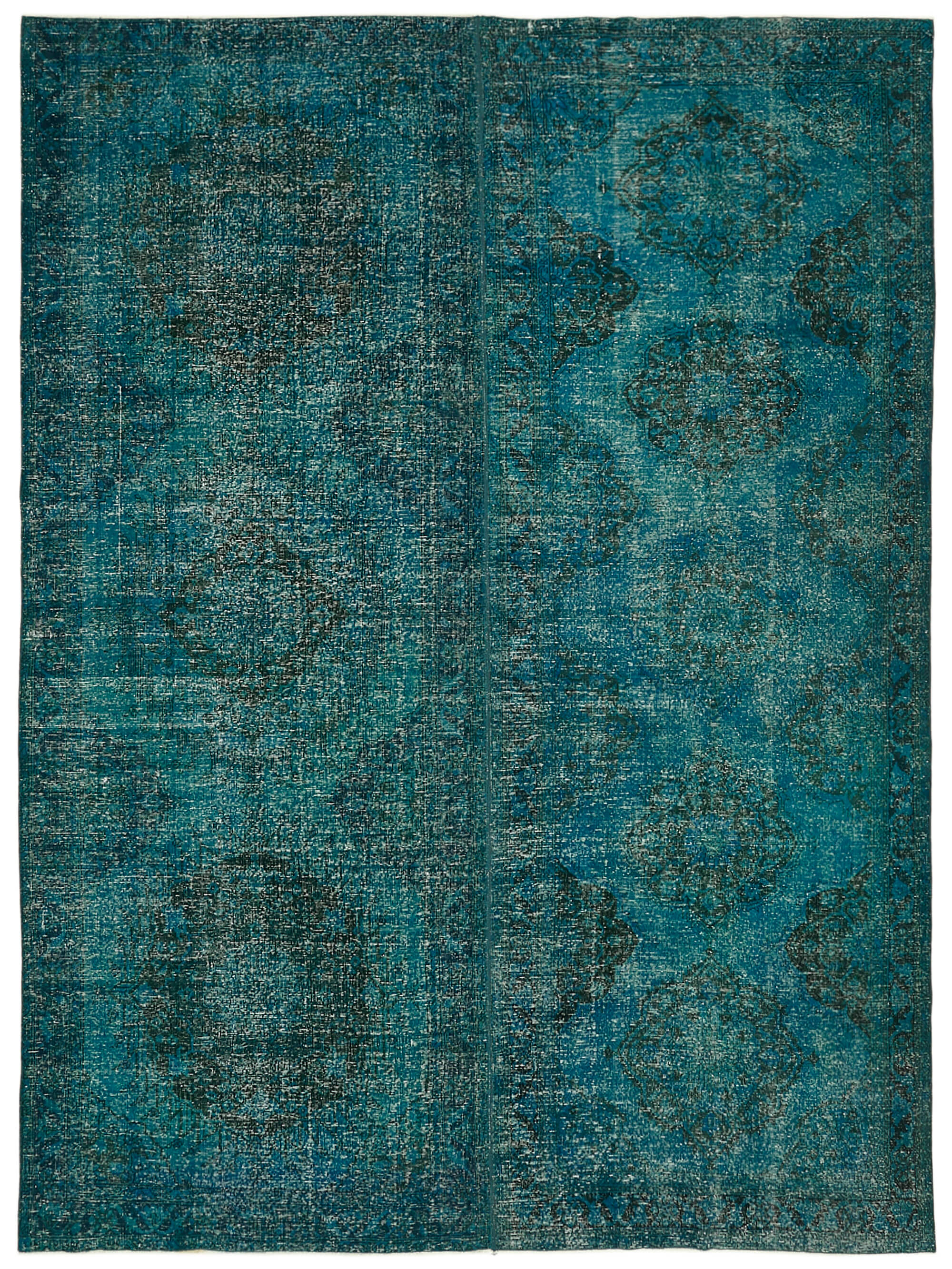 10 x 13 Turquoise Overdyed Large Area Rug - 6891