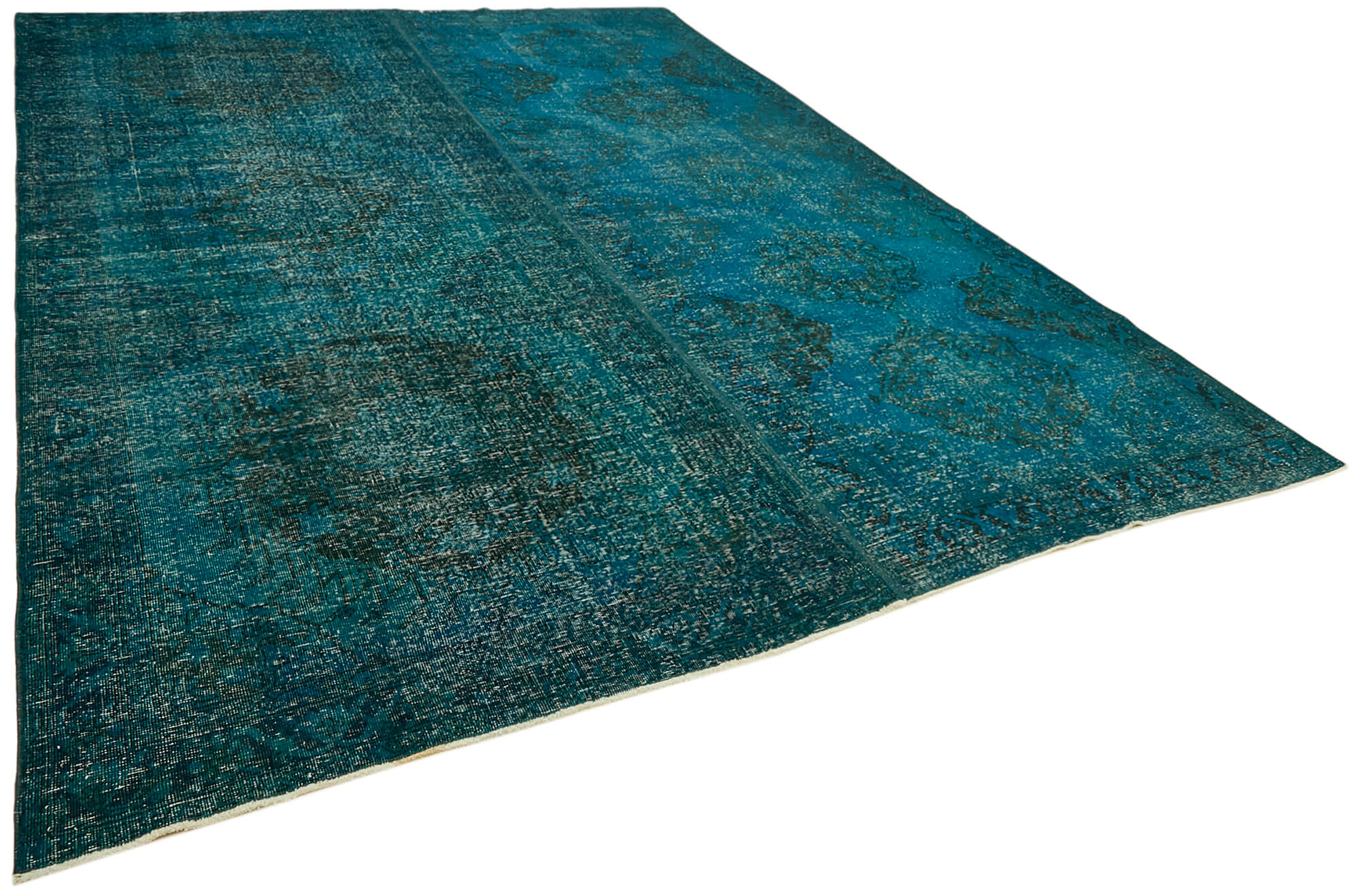 10 x 13 Turquoise Overdyed Large Area Rug - 6891