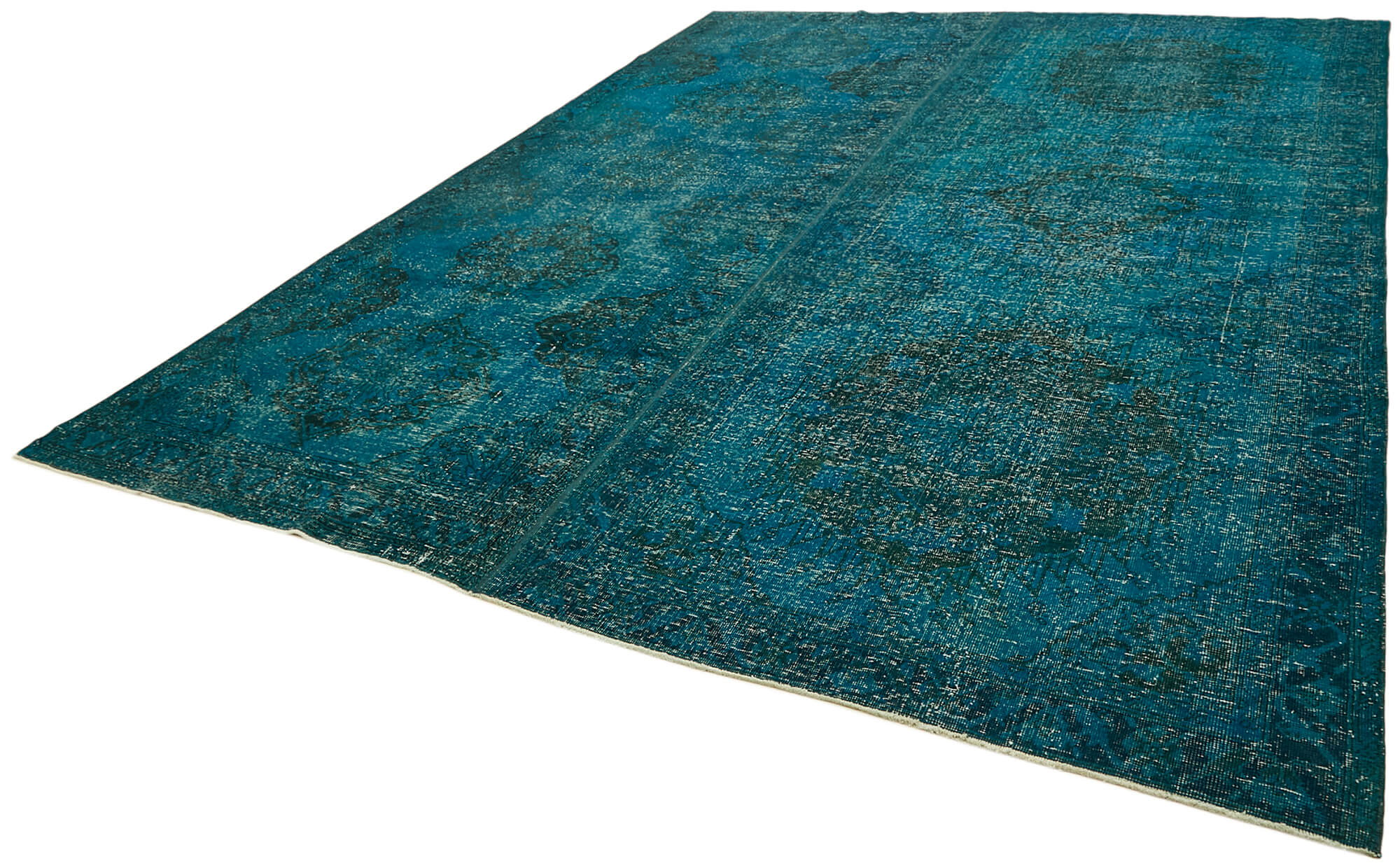 10 x 13 Turquoise Overdyed Large Area Rug - 6891