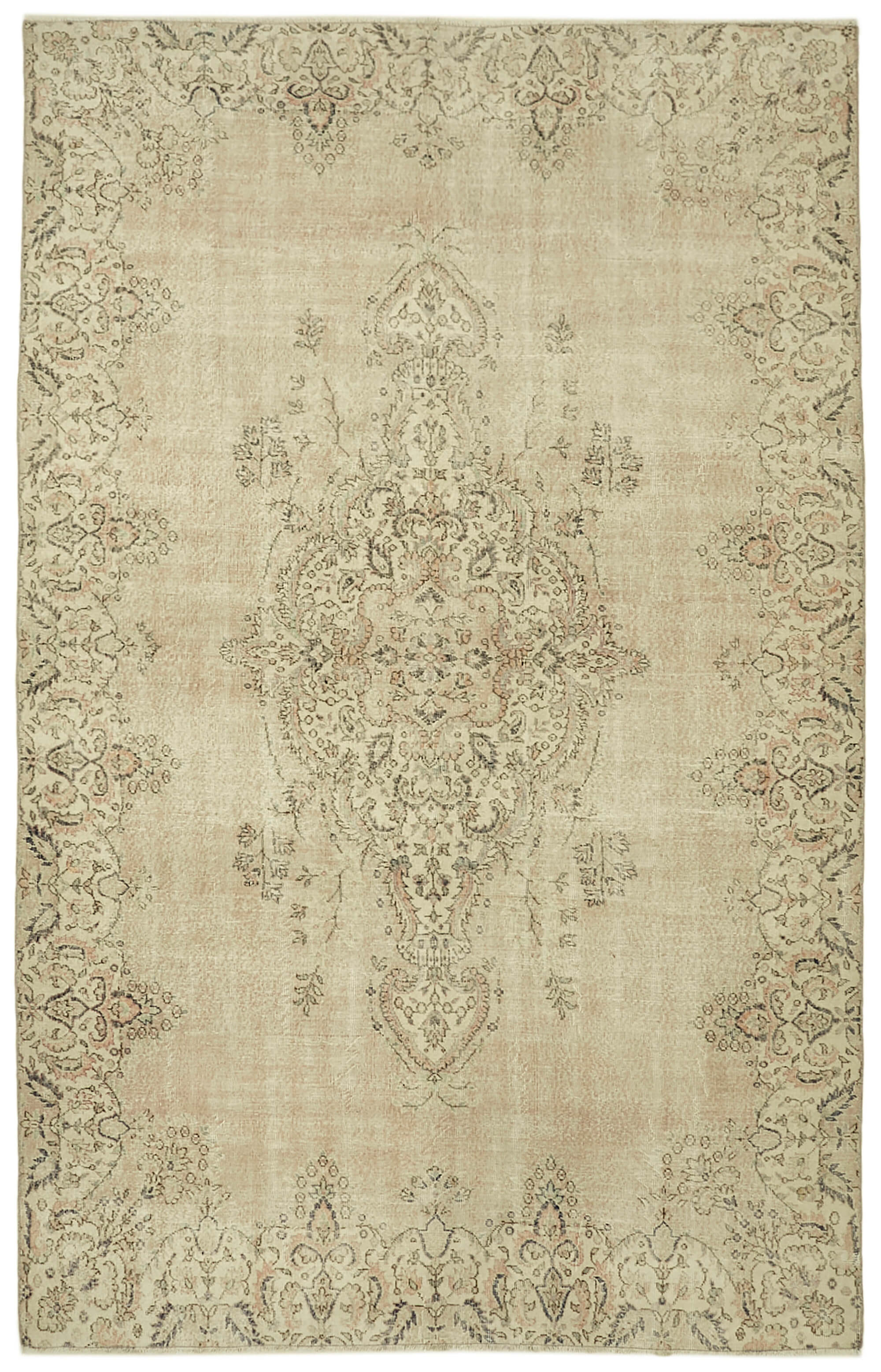 8 x 12 Beige Vintage Large Area Rug - 6893