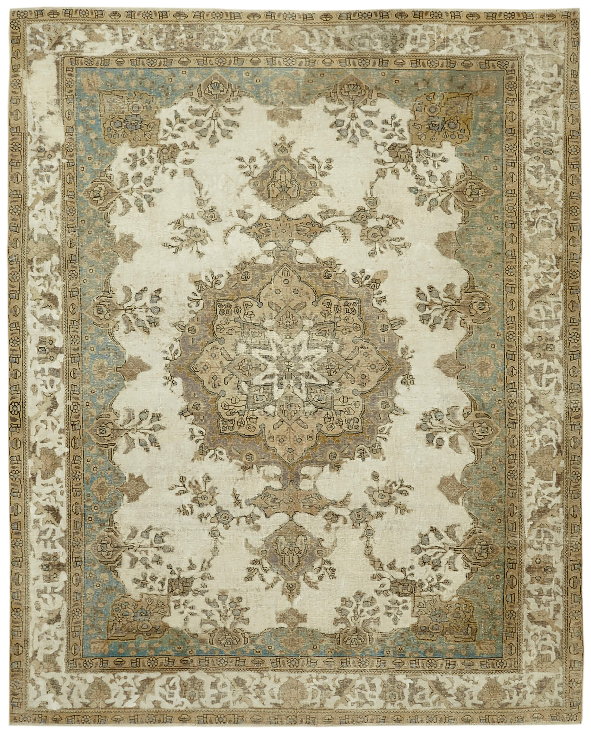 10 x 12 Beige Vintage Large Area Rug - 6896