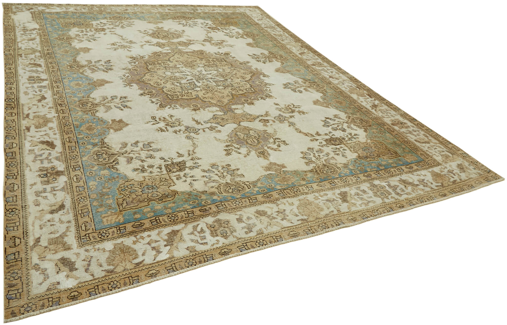 10 x 12 Beige Vintage Large Area Rug - 6896