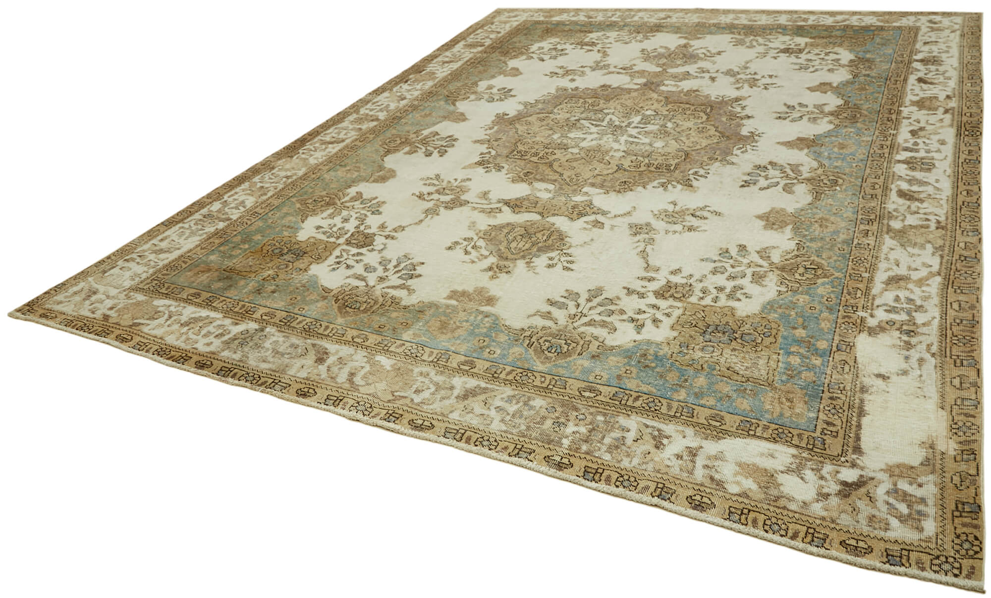 10 x 12 Beige Vintage Large Area Rug - 6896