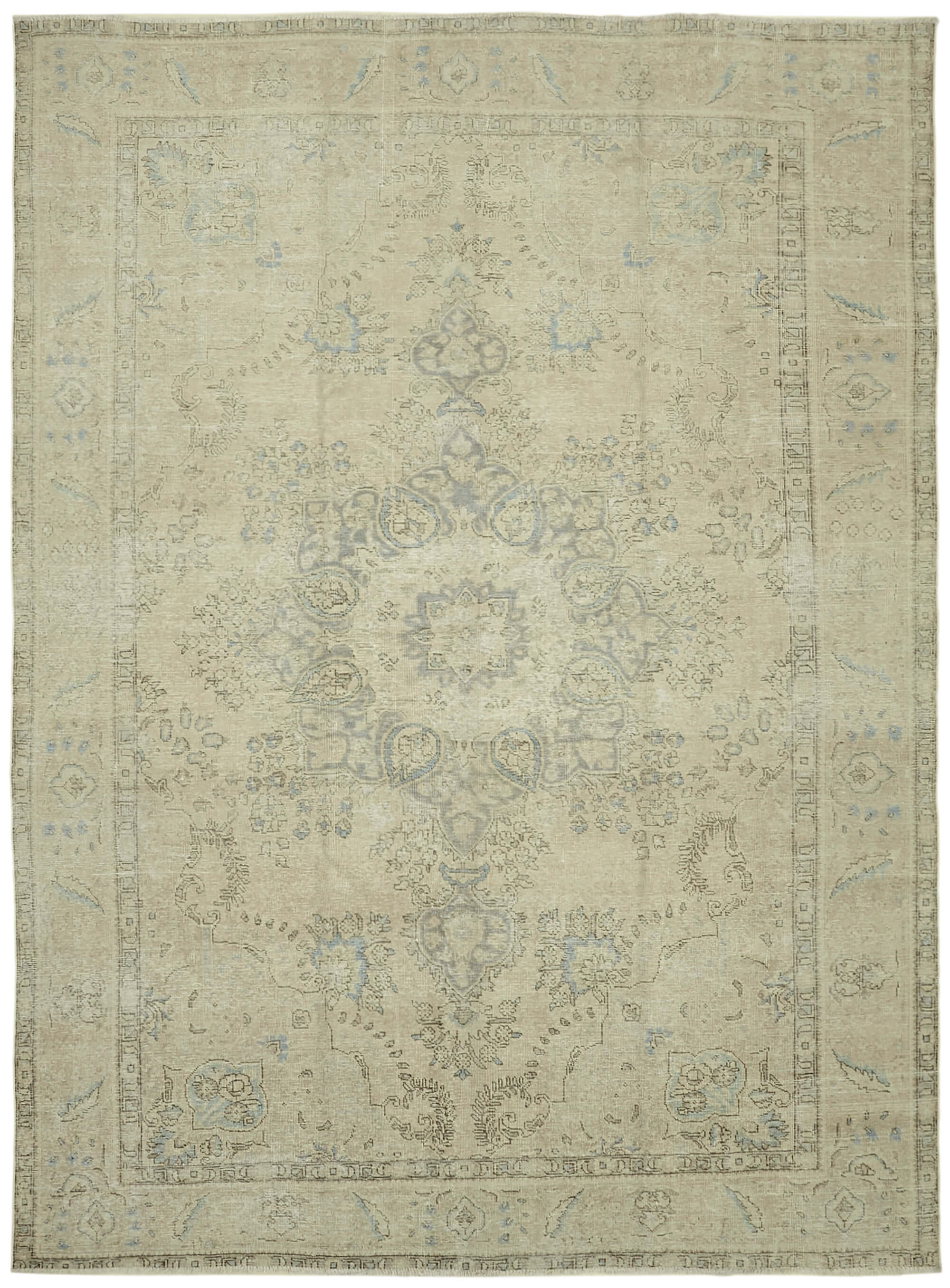 10 x 13 Beige Vintage Large Area Rug - 6897