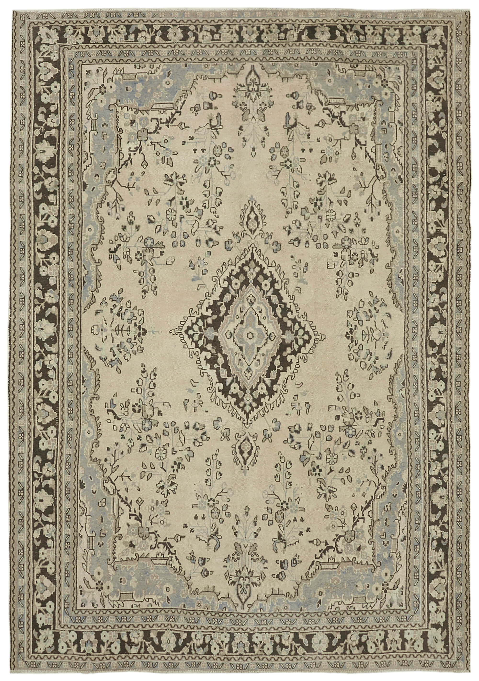 8 x 11 Beige Vintage Large Area Rug - 6898