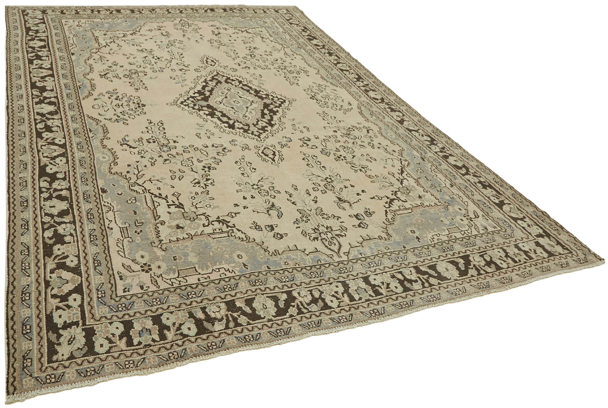 8 x 11 Beige Vintage Large Area Rug - 6898