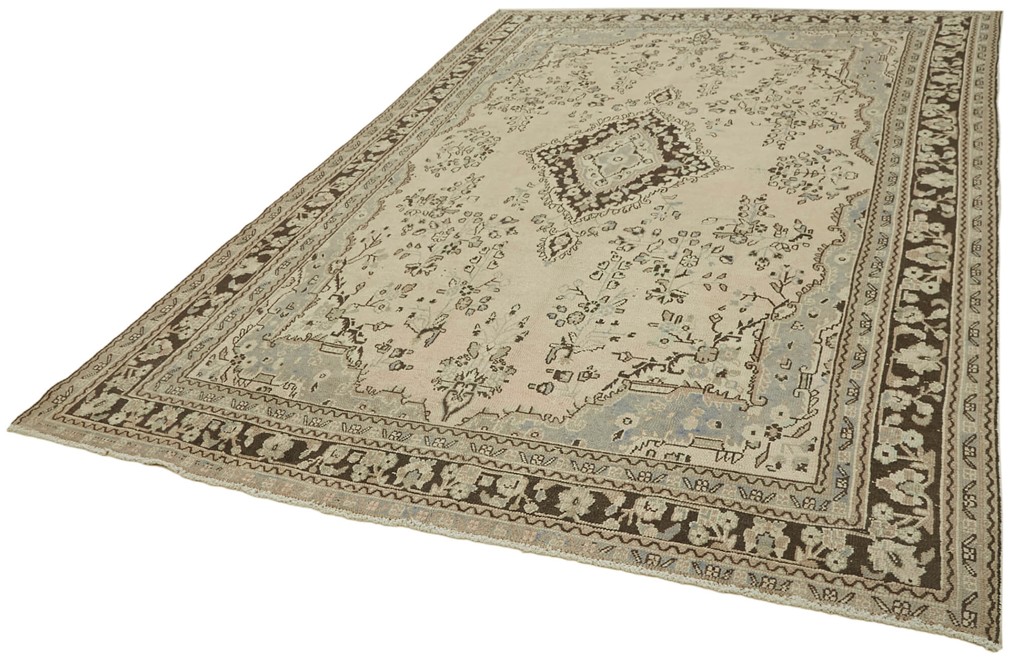 8 x 11 Beige Vintage Large Area Rug - 6898