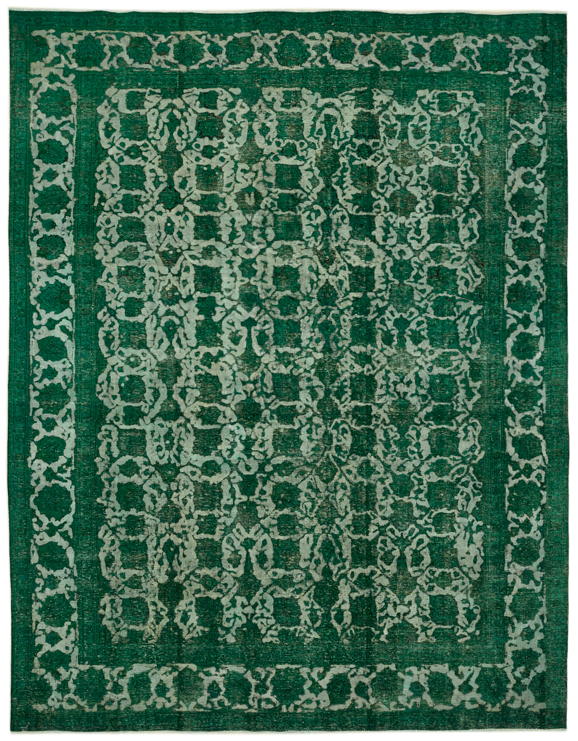 10 x 13 Green Overdyed Large Area Rug - 6902