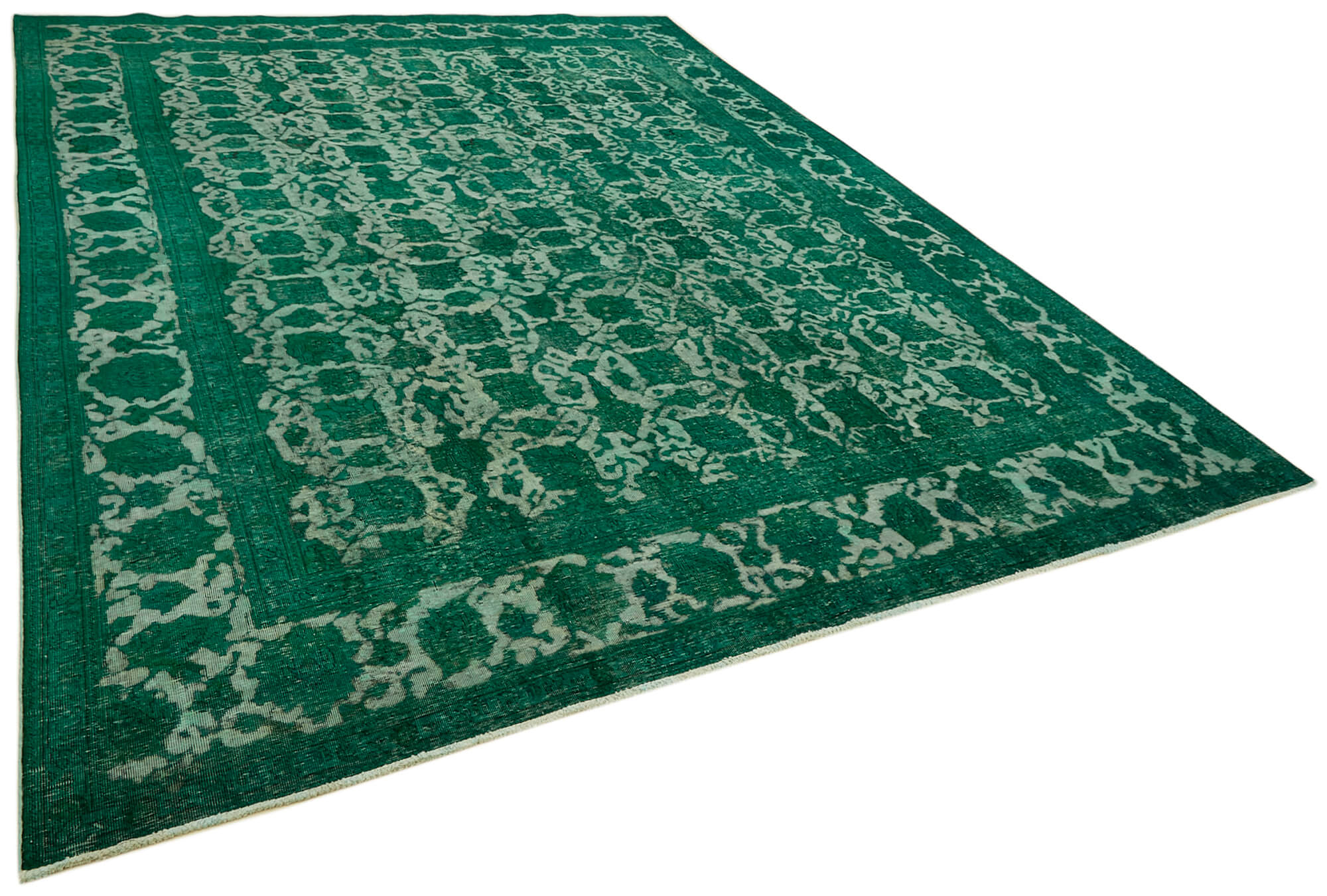 10 x 13 Green Overdyed Large Area Rug - 6902