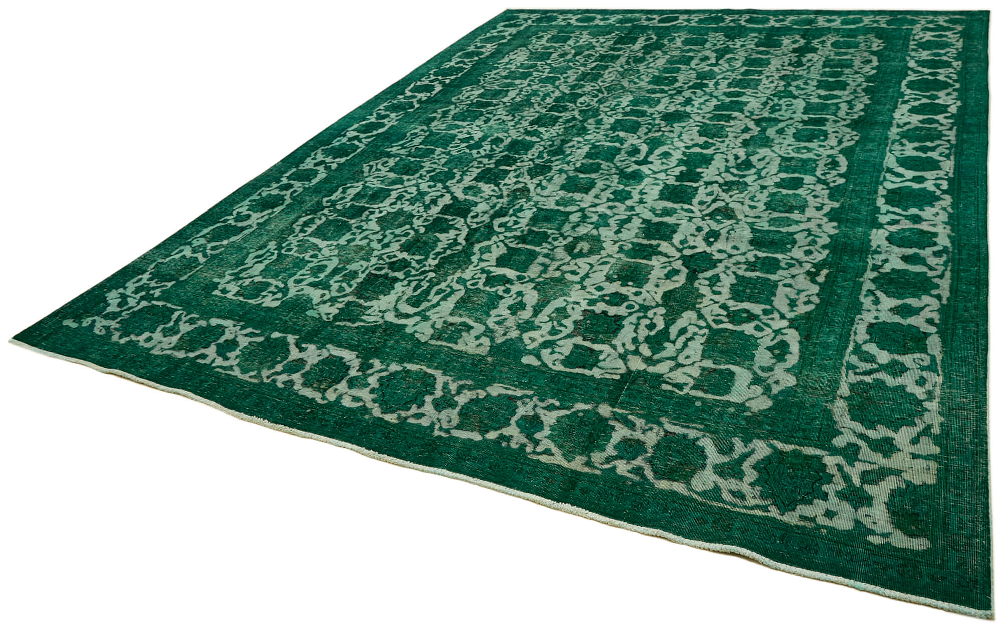 10 x 13 Green Overdyed Large Area Rug - 6902