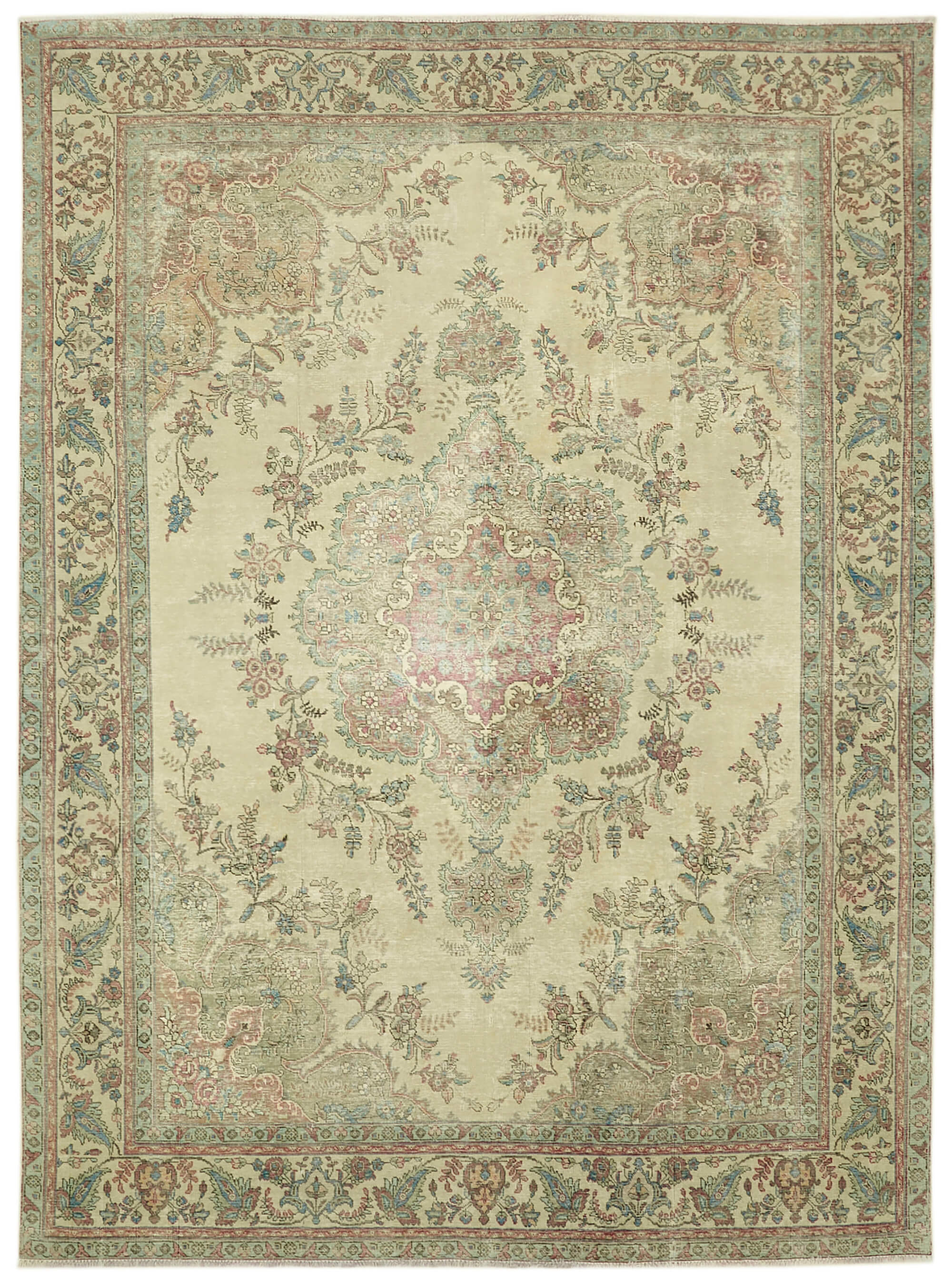 9 x 12 Beige Vintage Large Area Rug - 6905