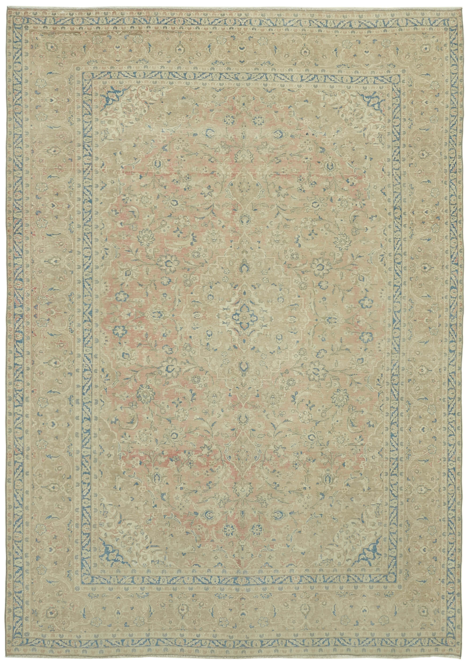 9 x 13 Beige Vintage Large Area Rug - 6910