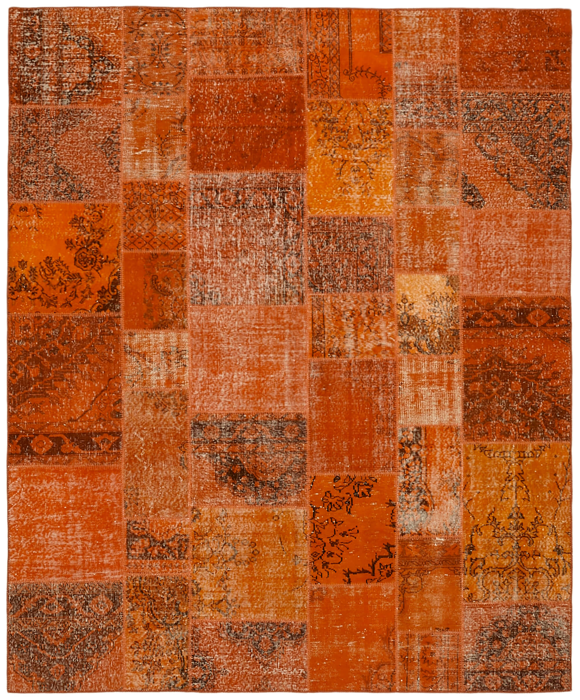 8 x 10 Orange Patchwork Rug - 6918