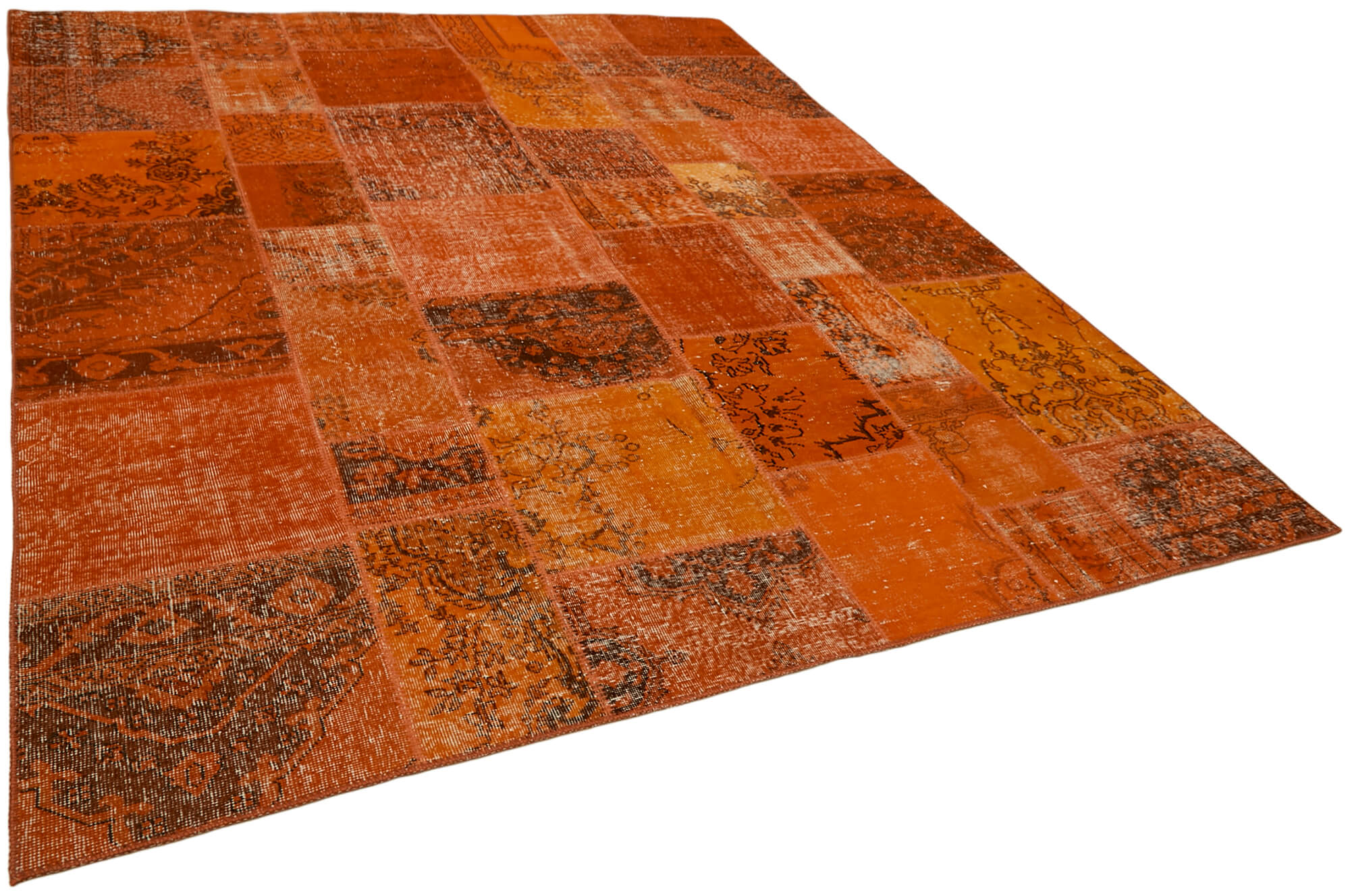 8 x 10 Orange Patchwork Rug - 6918