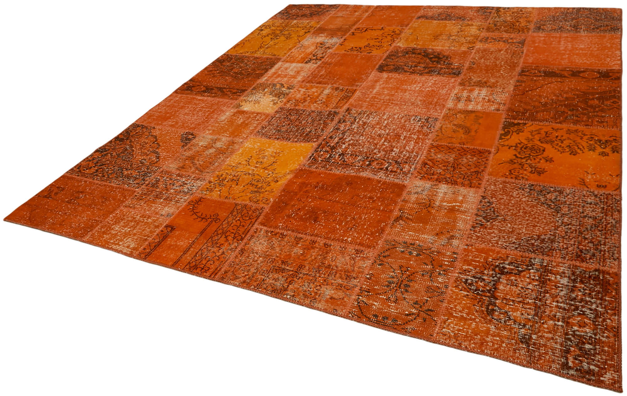 8 x 10 Orange Patchwork Rug - 6918