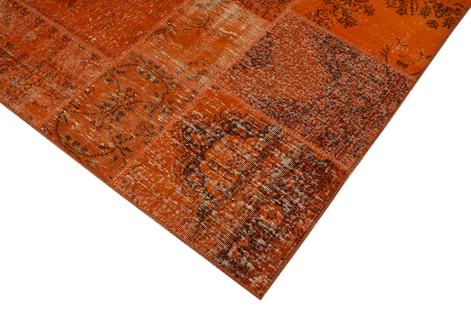 8 x 10 Orange Patchwork Rug - 6918