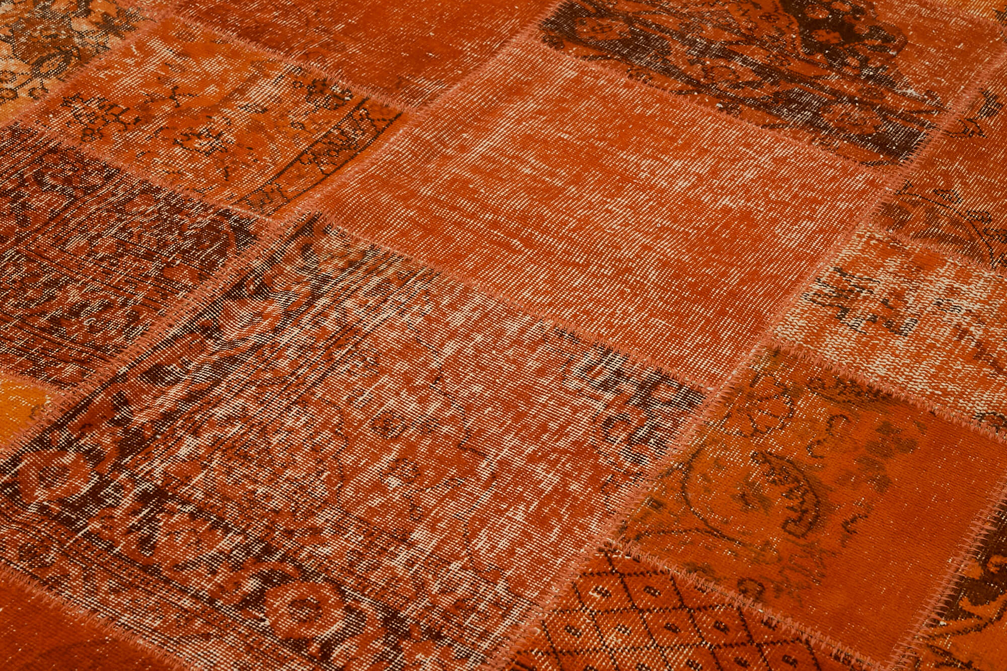 8 x 10 Orange Patchwork Rug - 6918