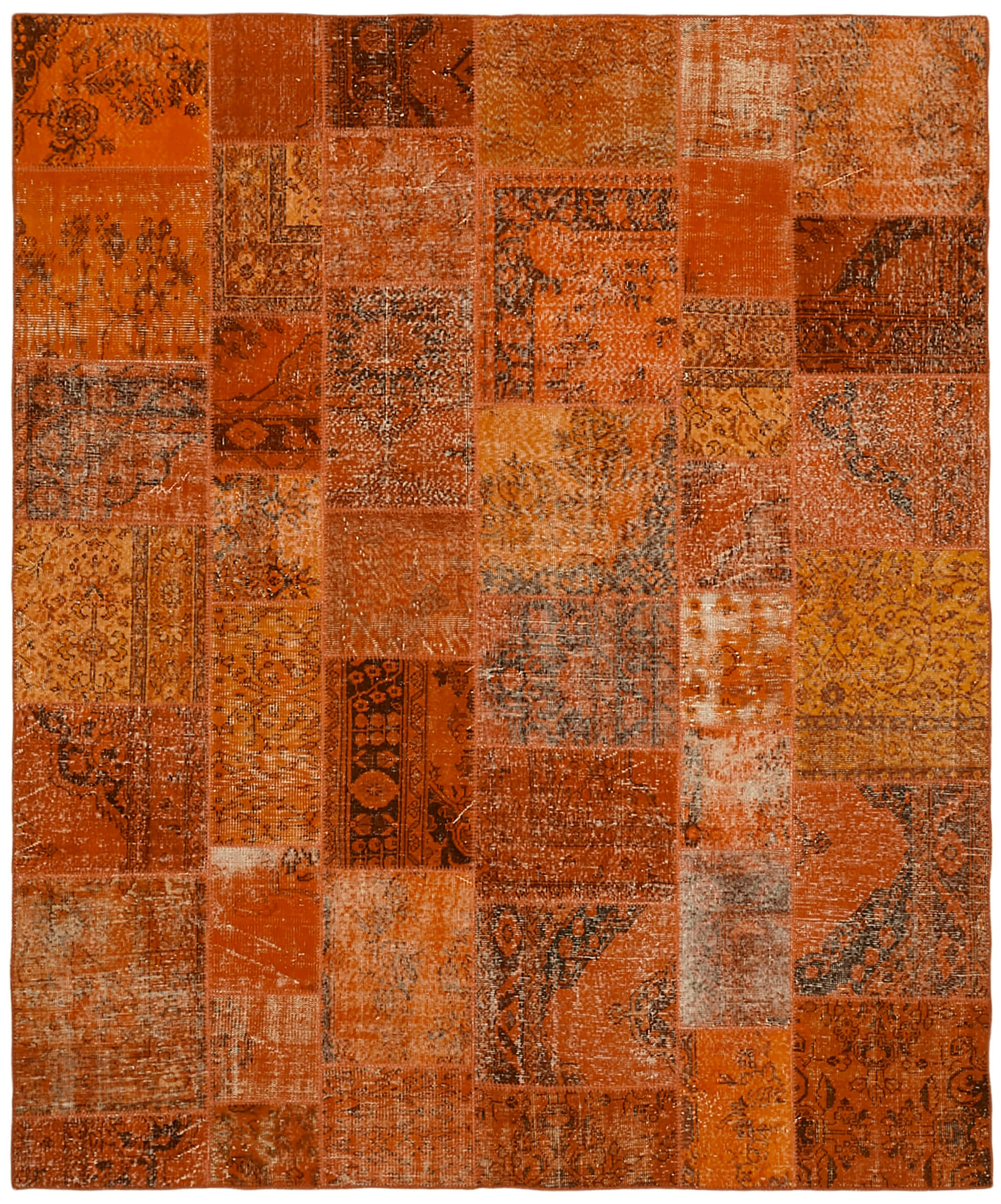 8 x 10 Orange Patchwork Rug - 6919