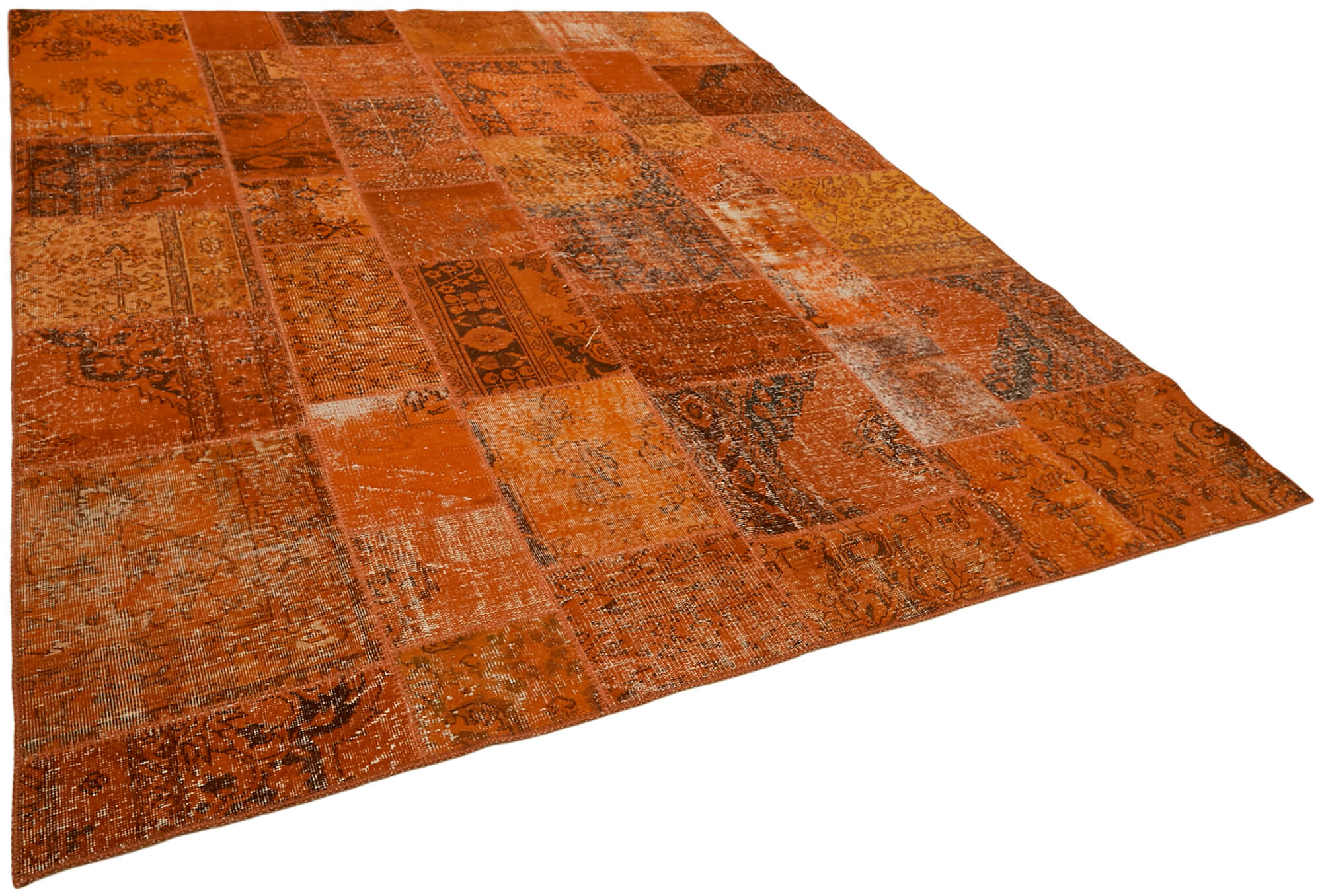 8 x 10 Orange Patchwork Rug - 6919