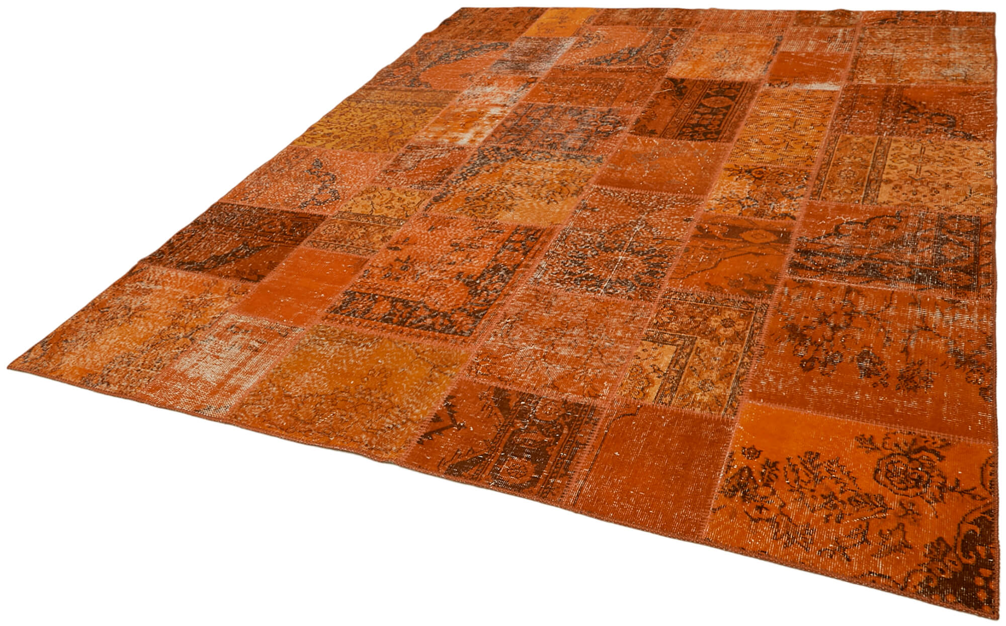 8 x 10 Orange Patchwork Rug - 6919