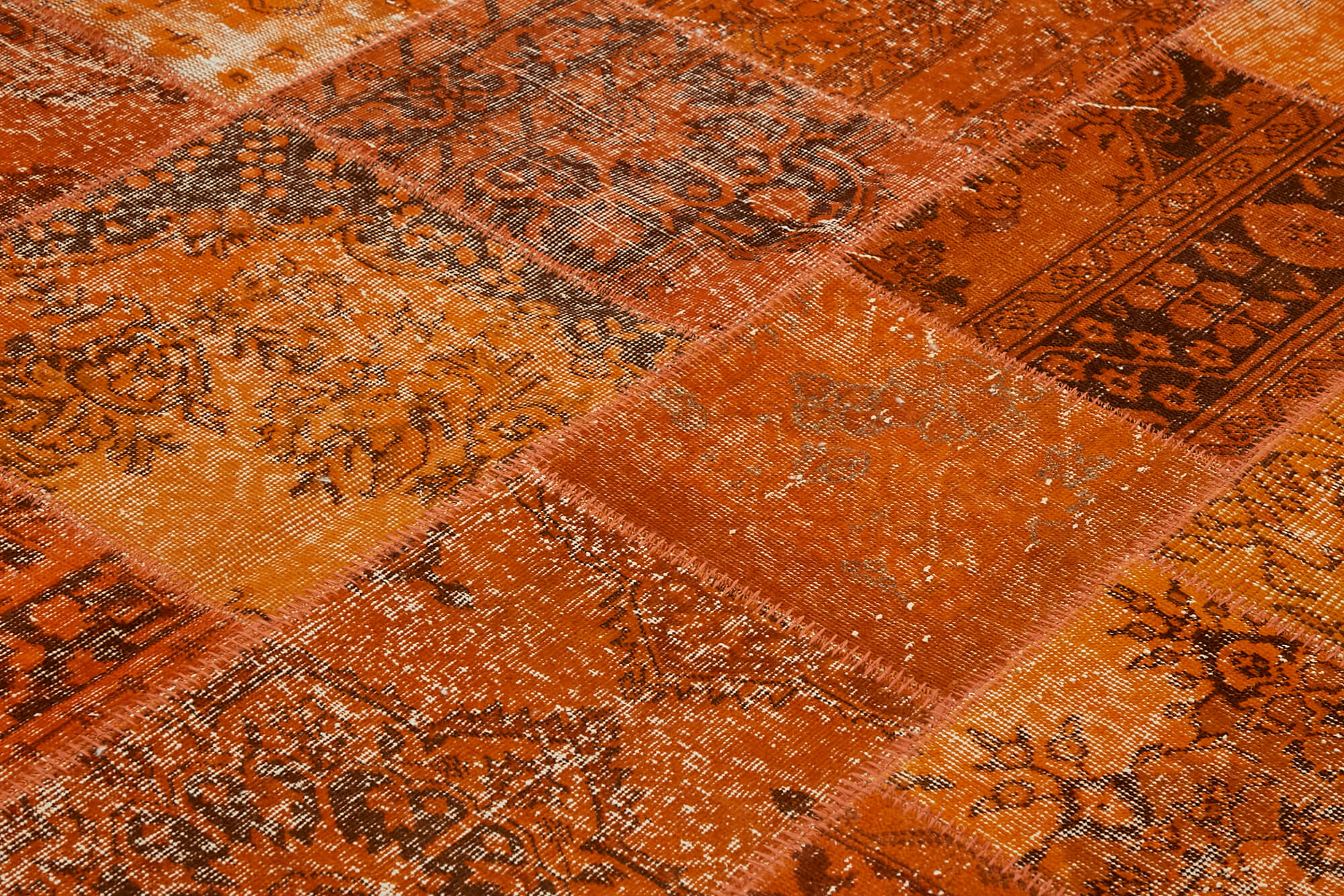 8 x 10 Orange Patchwork Rug - 6919