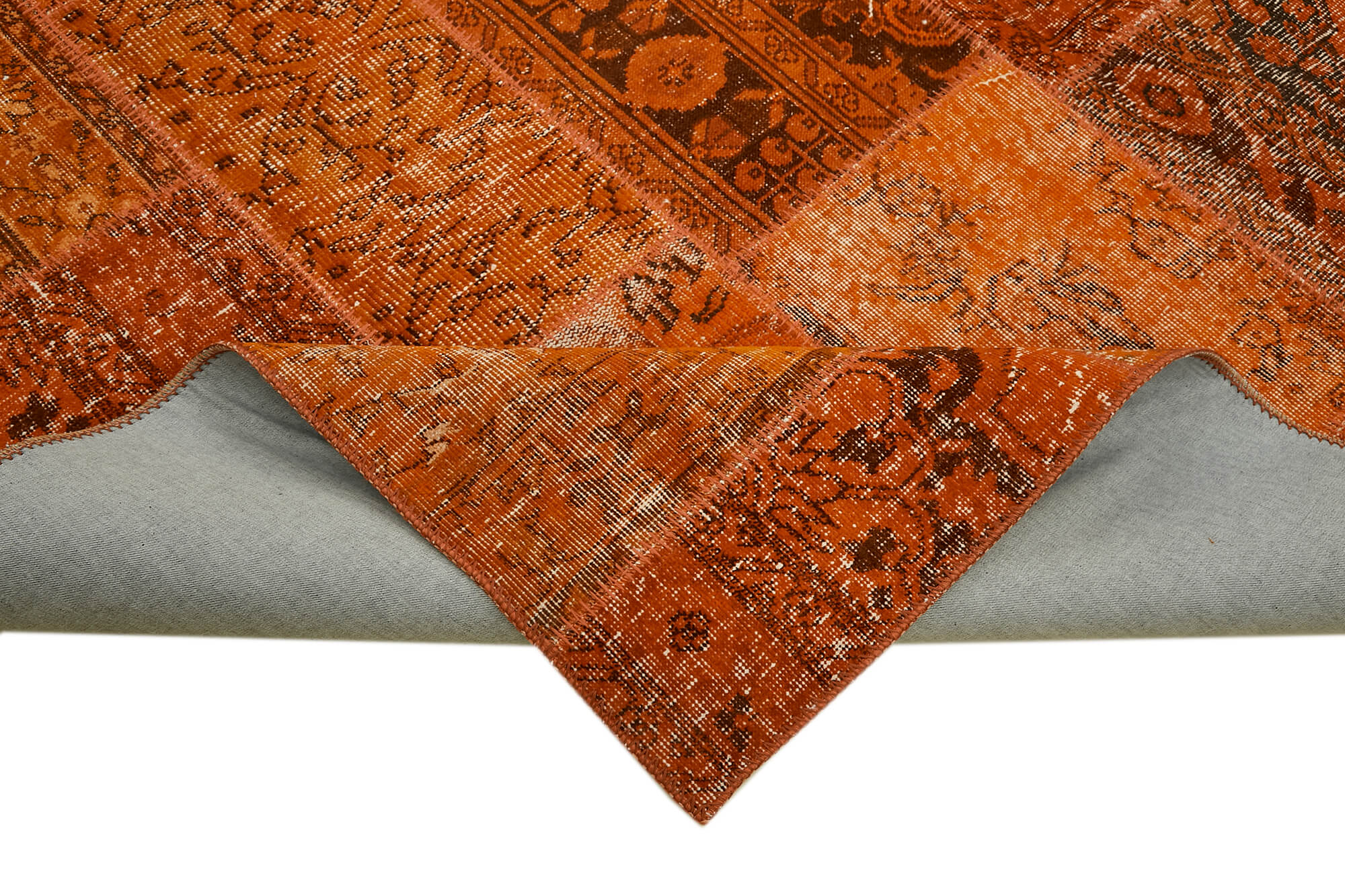 8 x 10 Orange Patchwork Rug - 6919