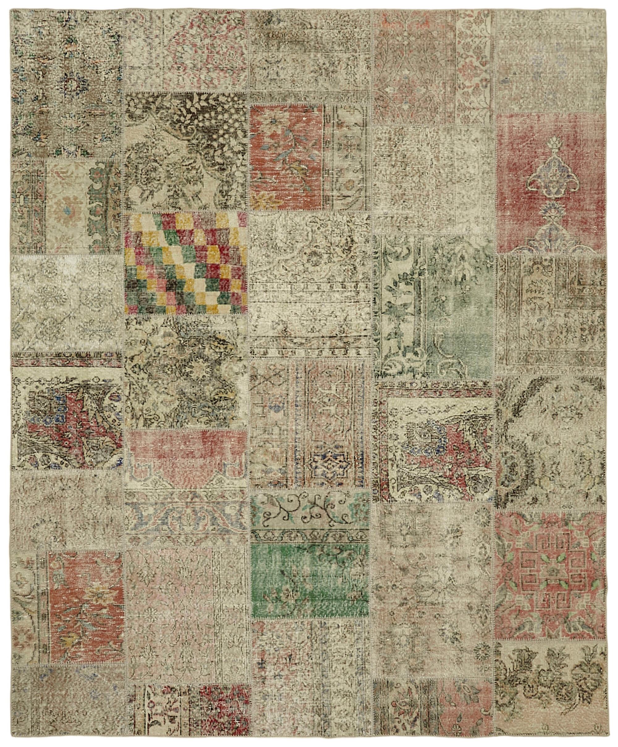 8 x 10 Beige Patchwork Rug - 6923