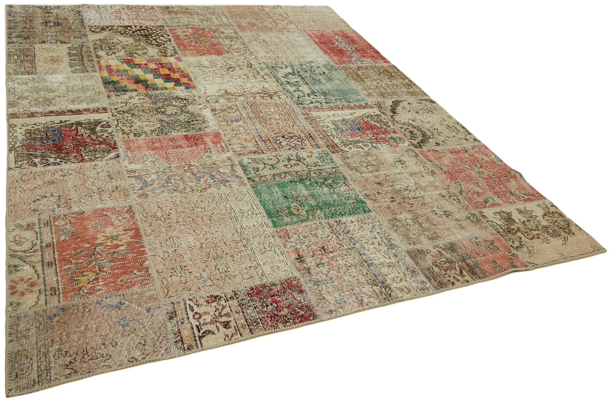 8 x 10 Beige Patchwork Rug - 6923