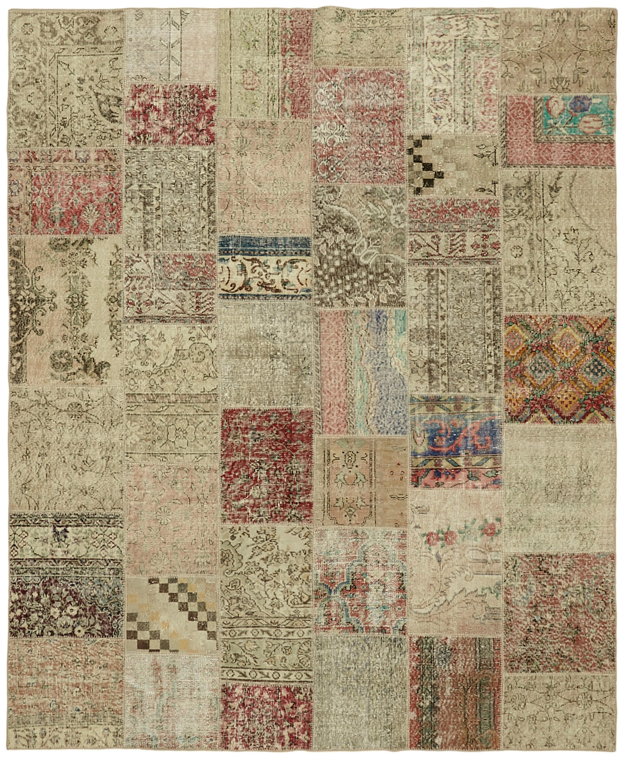 8 x 10 Beige Patchwork Rug - 6924