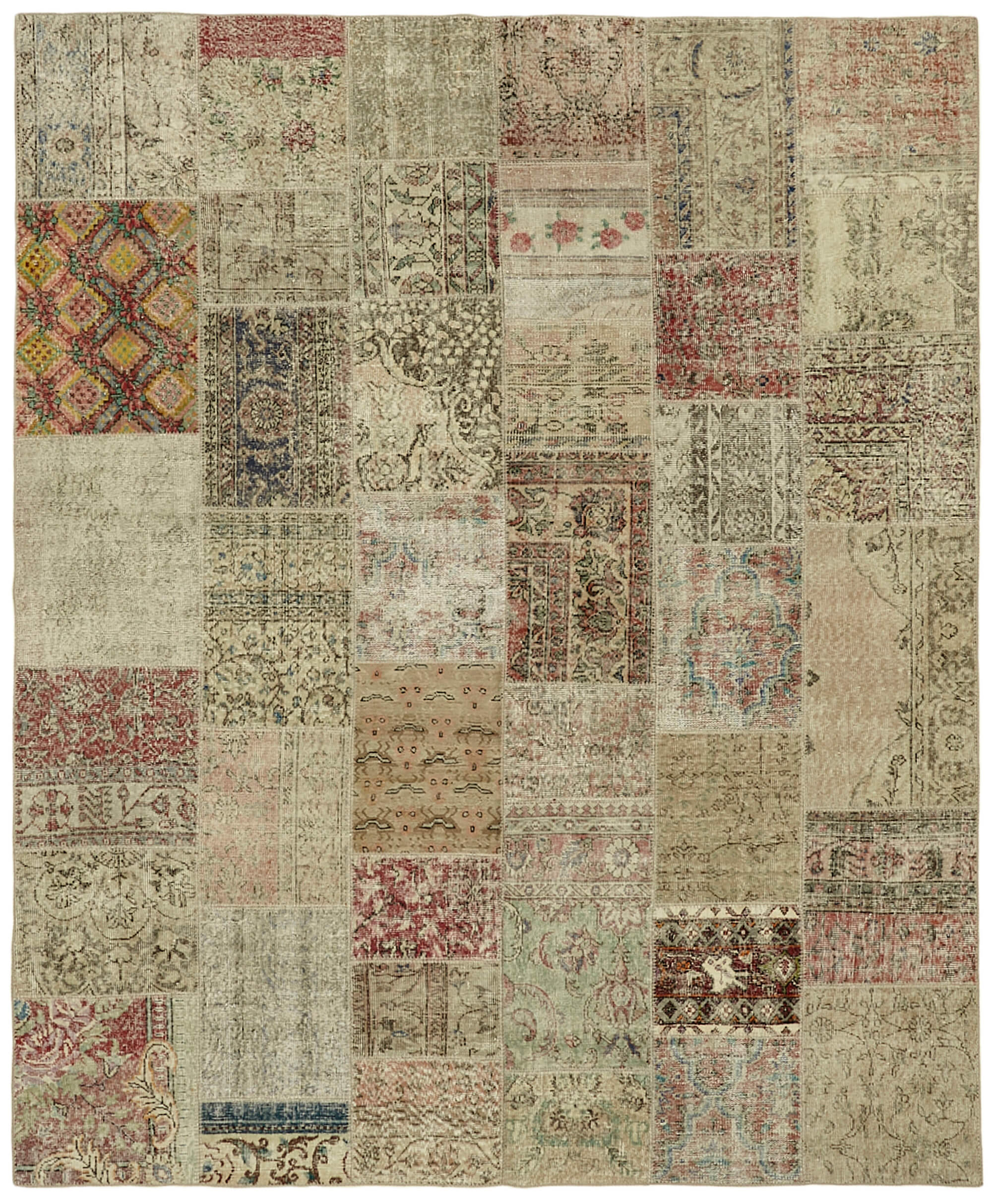 8 x 10 Beige Patchwork Rug - 6925