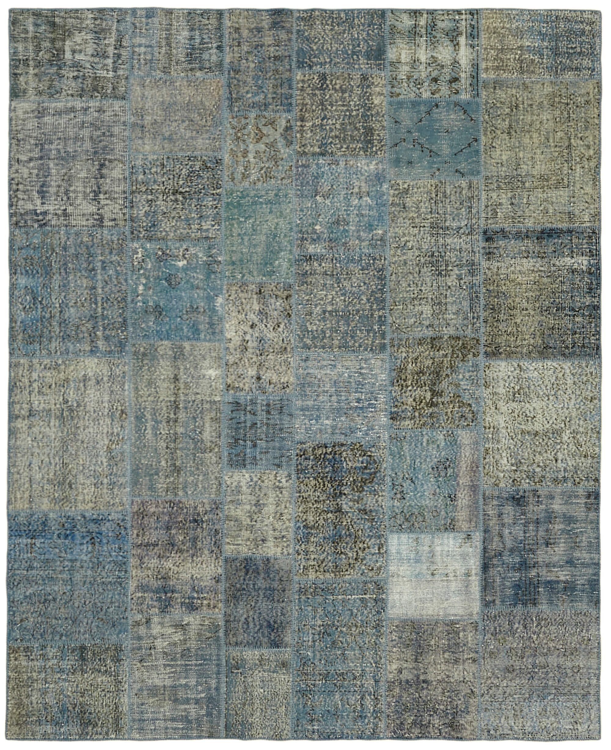 8 x 10 Blue Patchwork Rug - 6926