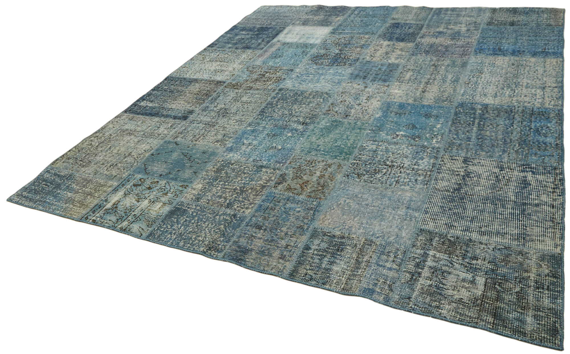 8 x 10 Blue Patchwork Rug - 6926