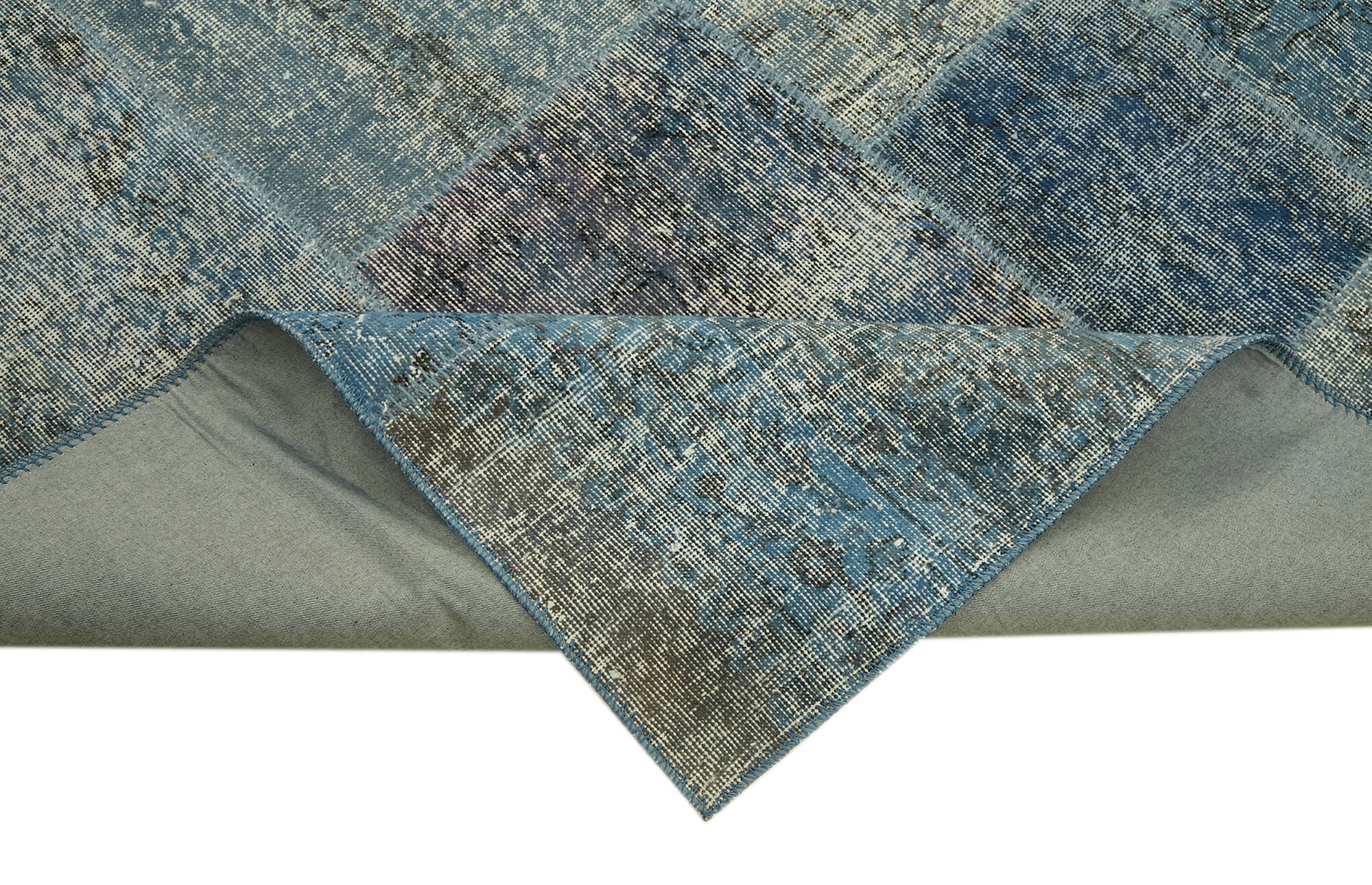 8 x 10 Blue Patchwork Rug - 6926