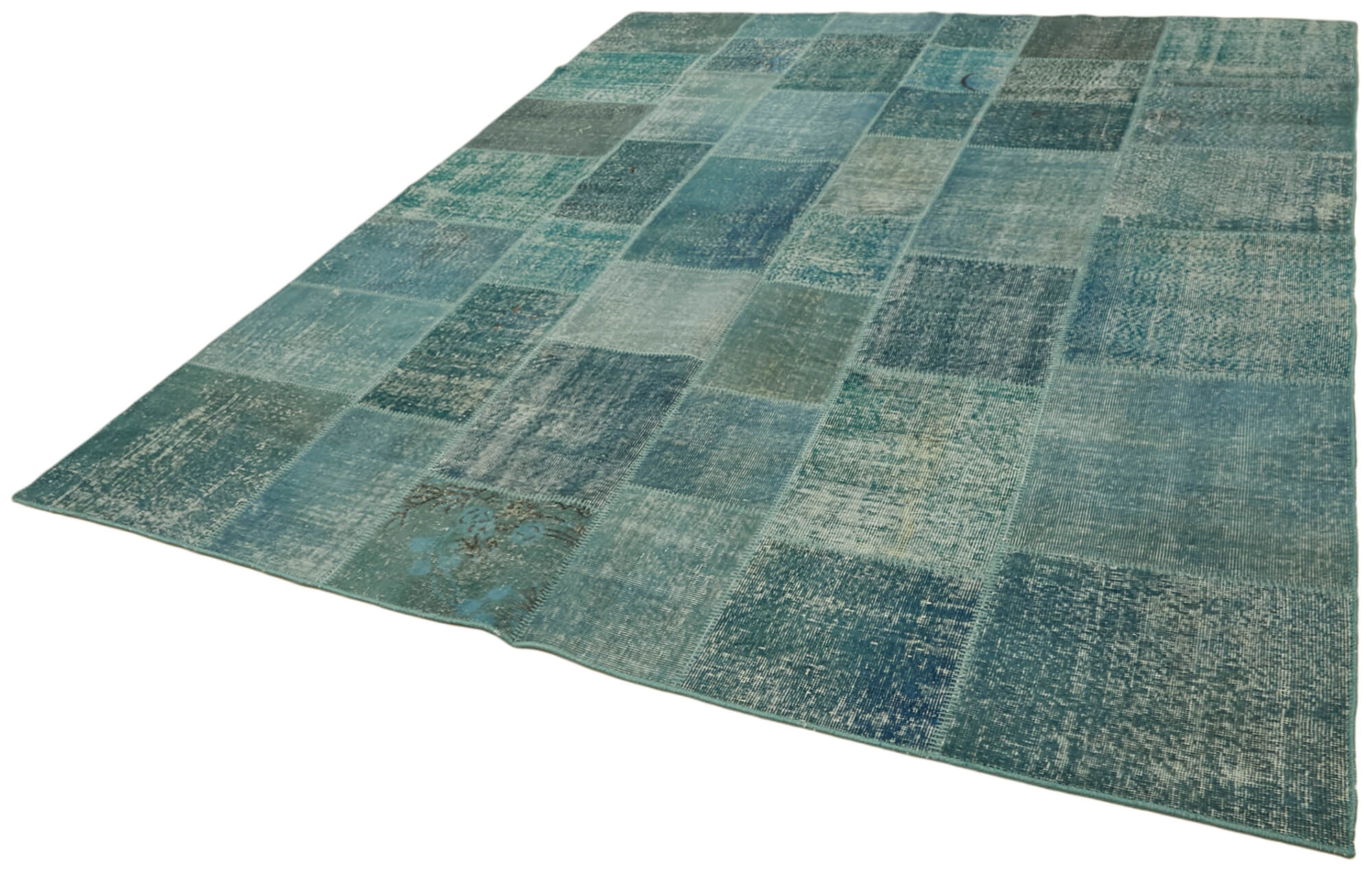 8 x 10 Blue Patchwork Rug - 6927