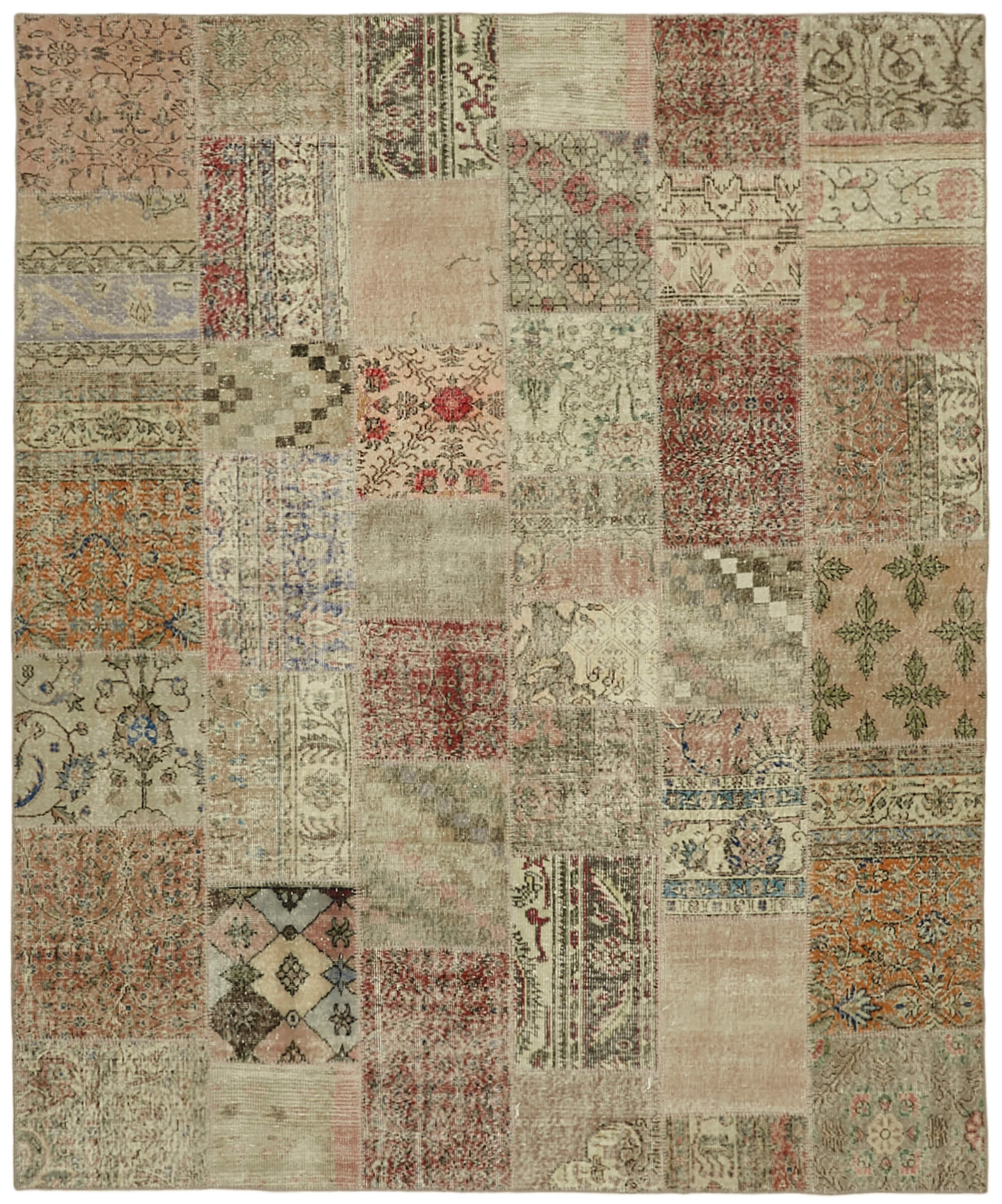 8 x 10 Beige Patchwork Rug - 6929