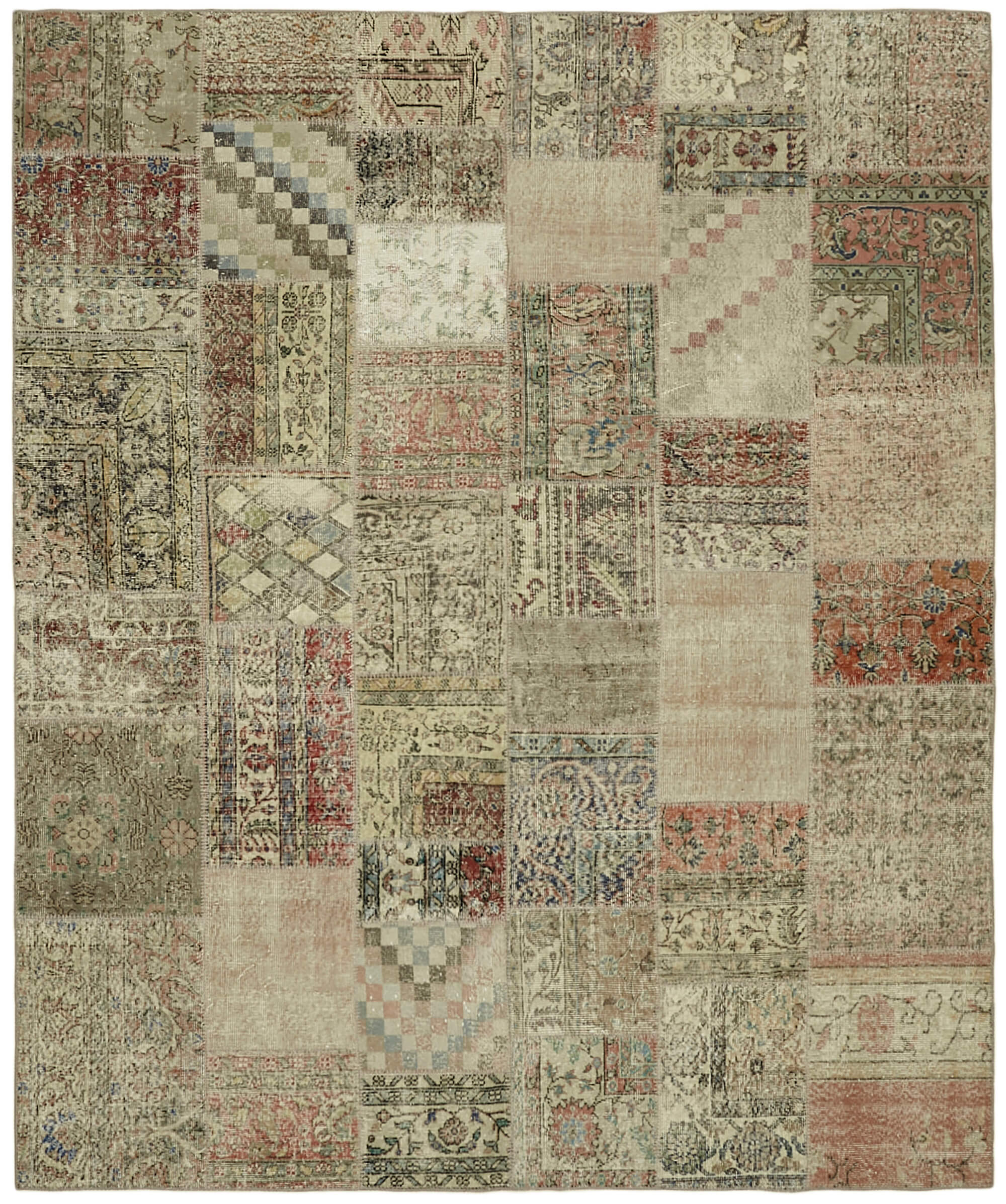 8 x 10 Beige Patchwork Rug - 6931