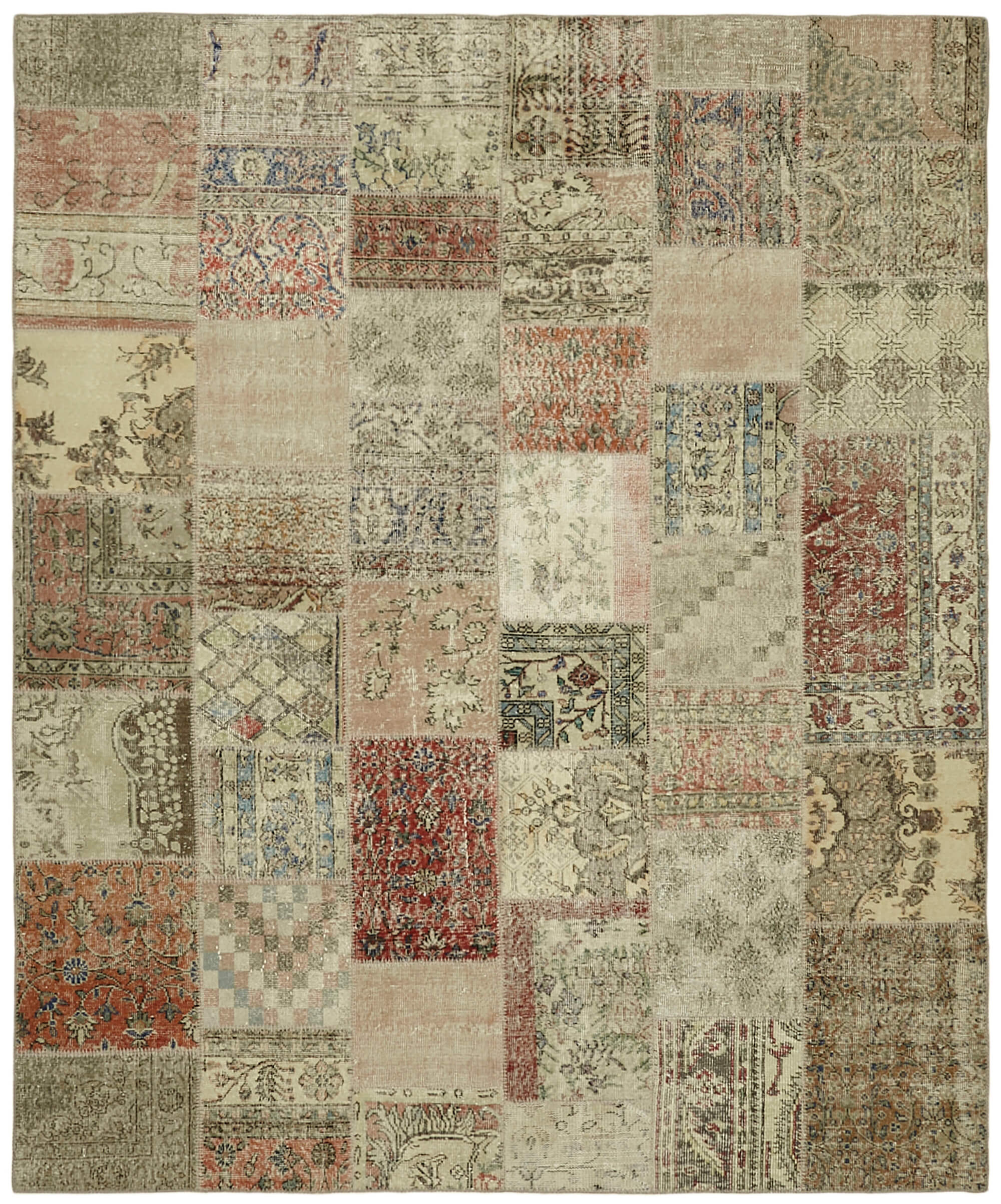 8 x 10 Beige Patchwork Rug - 6932