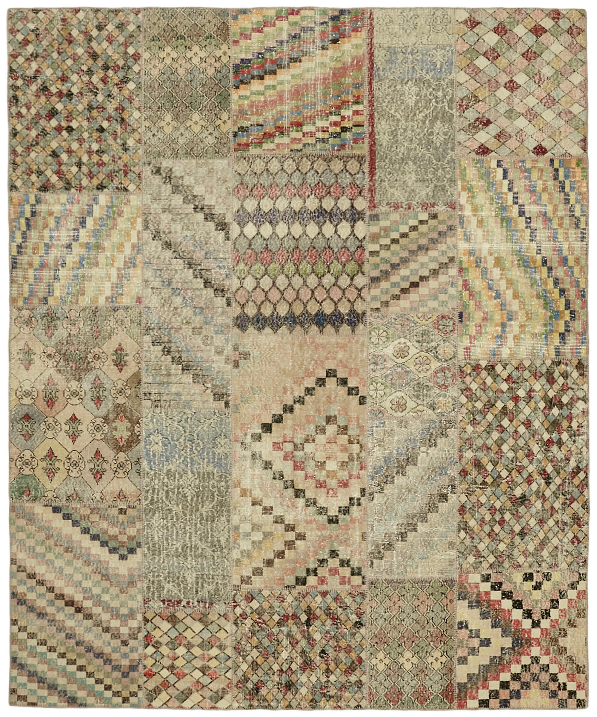 8 x 10 Beige Patchwork Rug - 6933