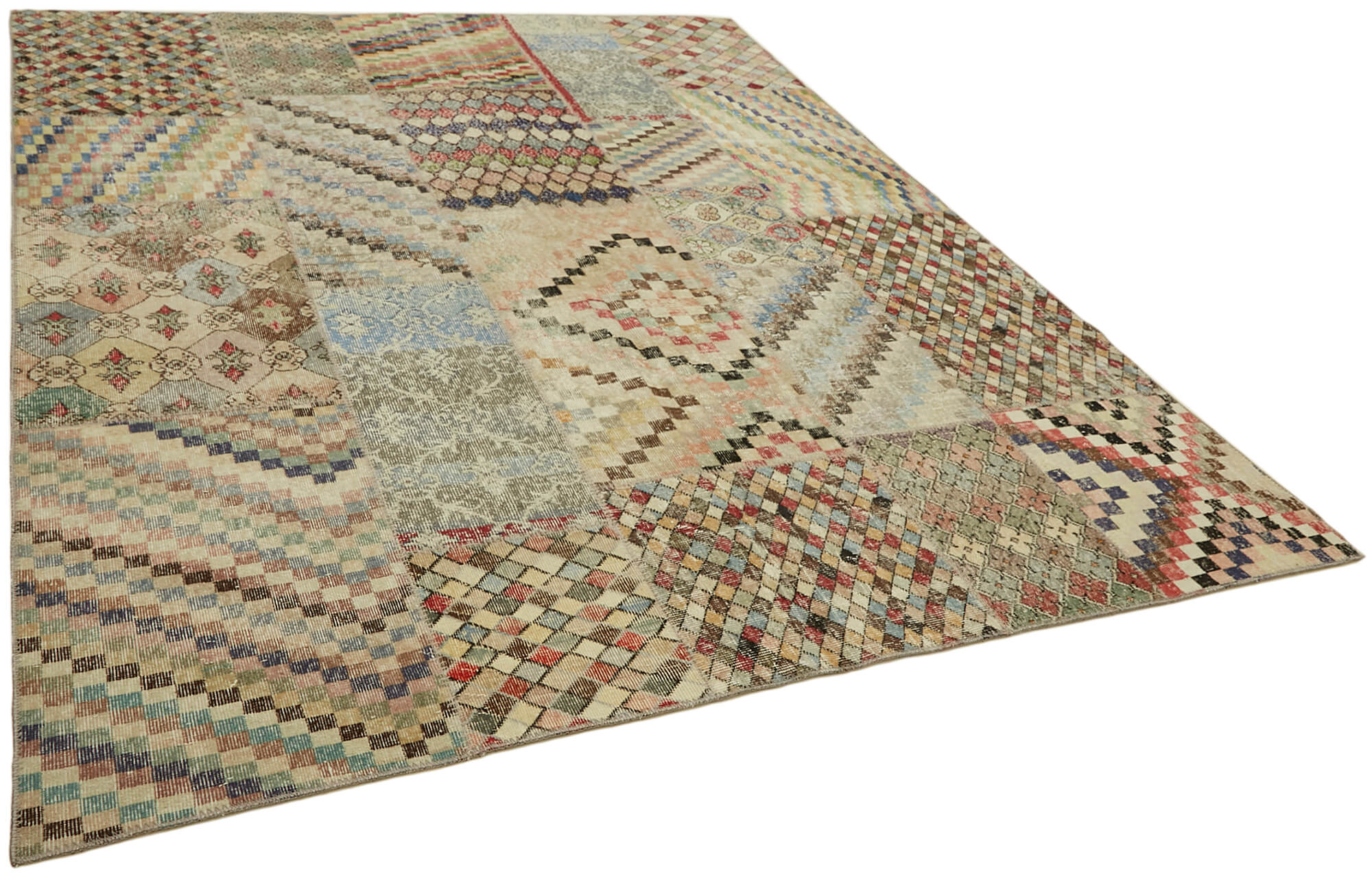 8 x 10 Beige Patchwork Rug - 6933