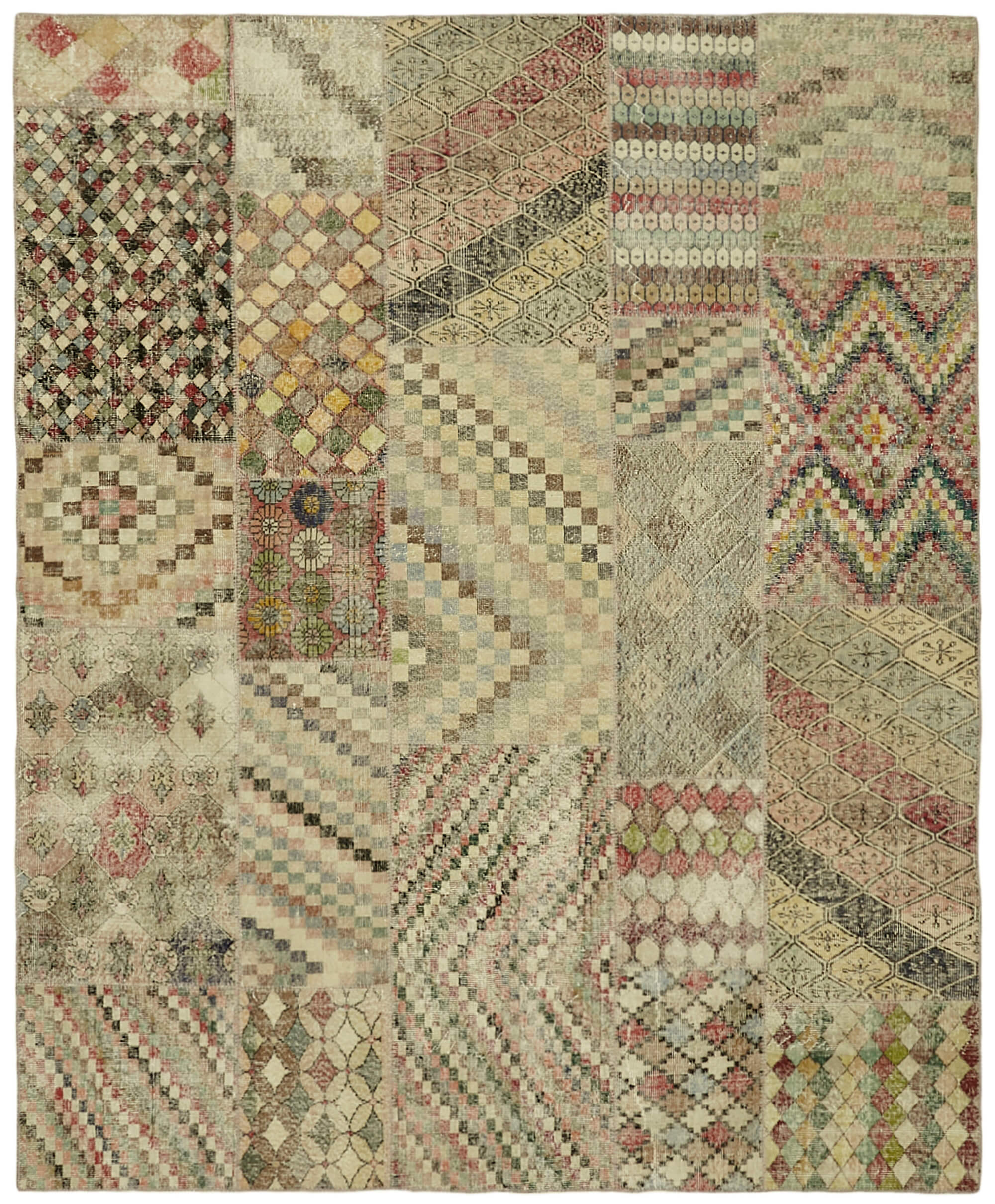 8 x 10 Beige Patchwork Rug - 6934