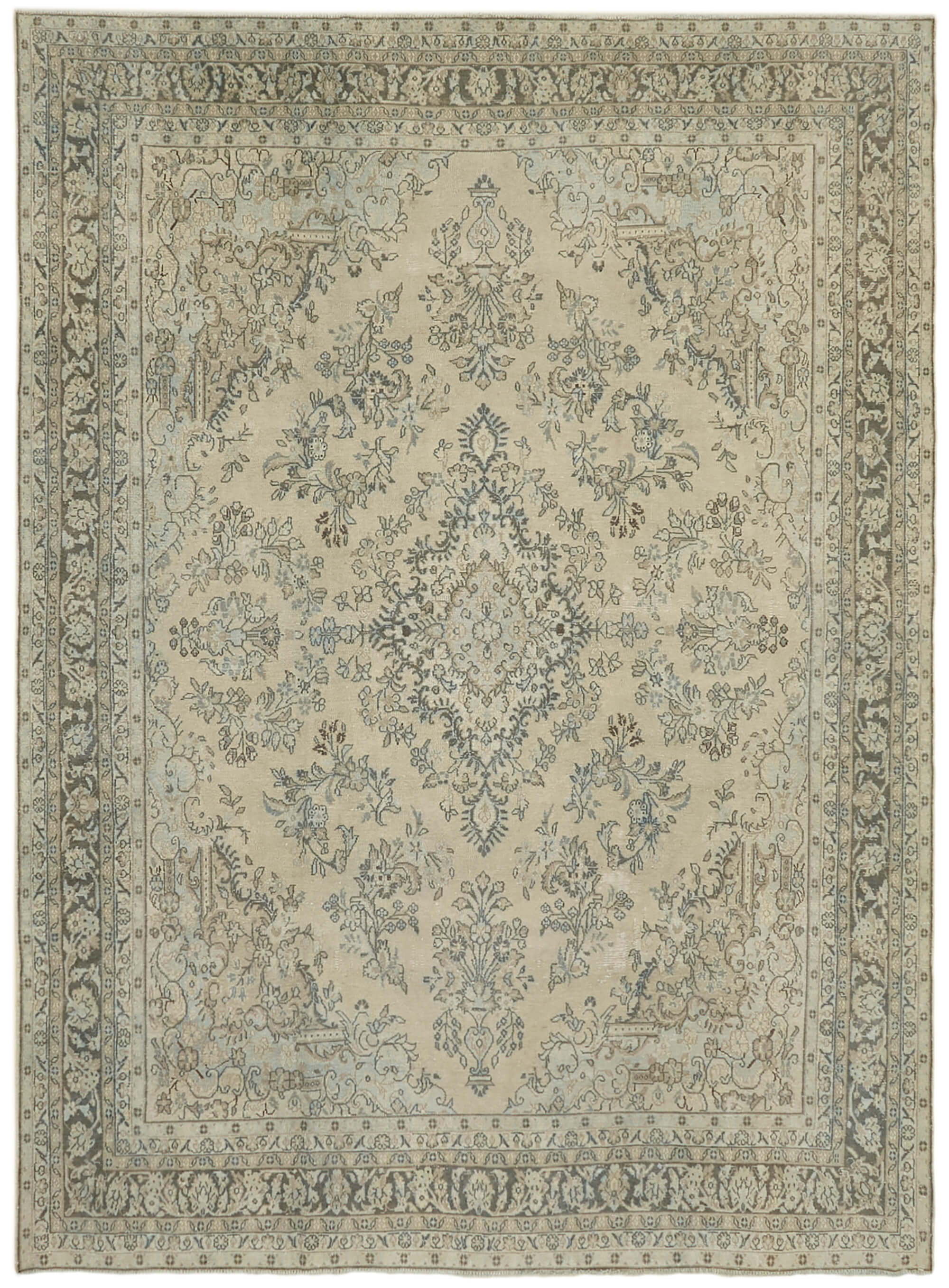 10 x 14 Beige Vintage Large Area Rug - 7044