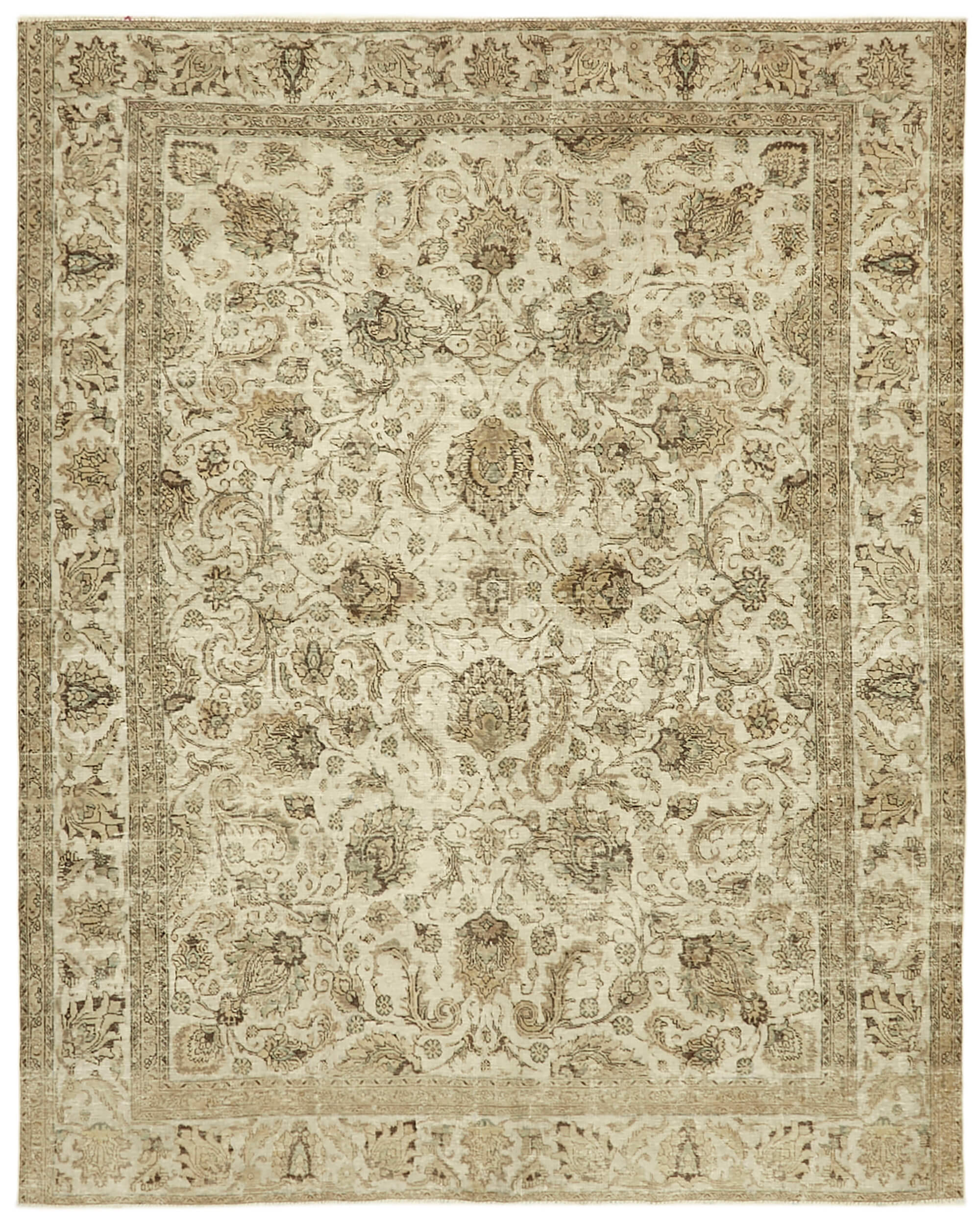 9 x 12 Beige Vintage Large Area Rug - 7045