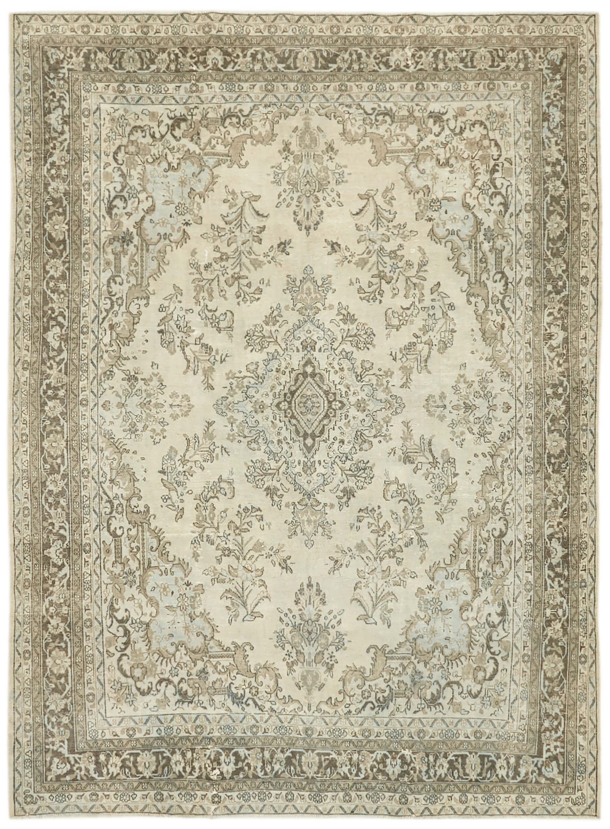 10 x 13 Beige Vintage Large Area Rug - 7047