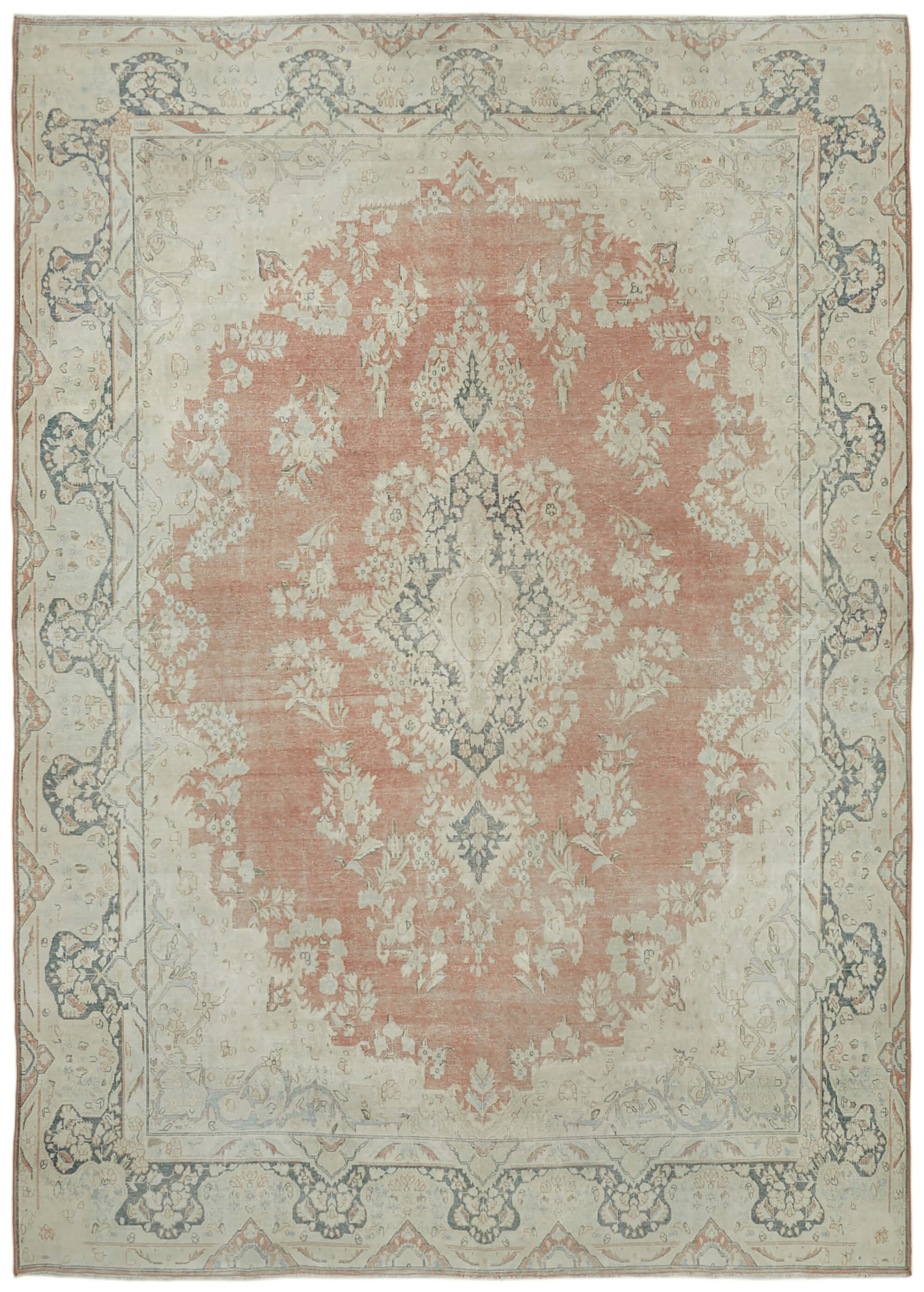 9 x 13 Beige Vintage Large Area Rug - 7054