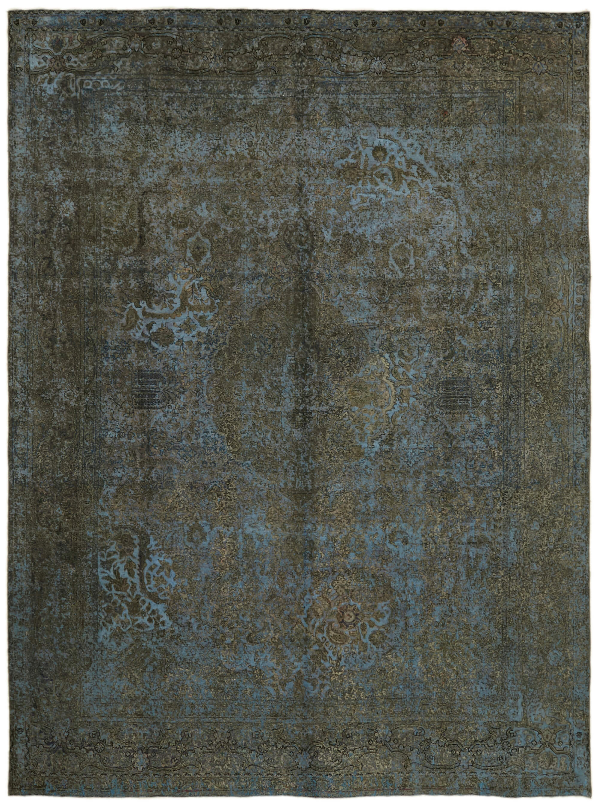 10 x 13 Blue Overdyed Large Area Rug - 7221