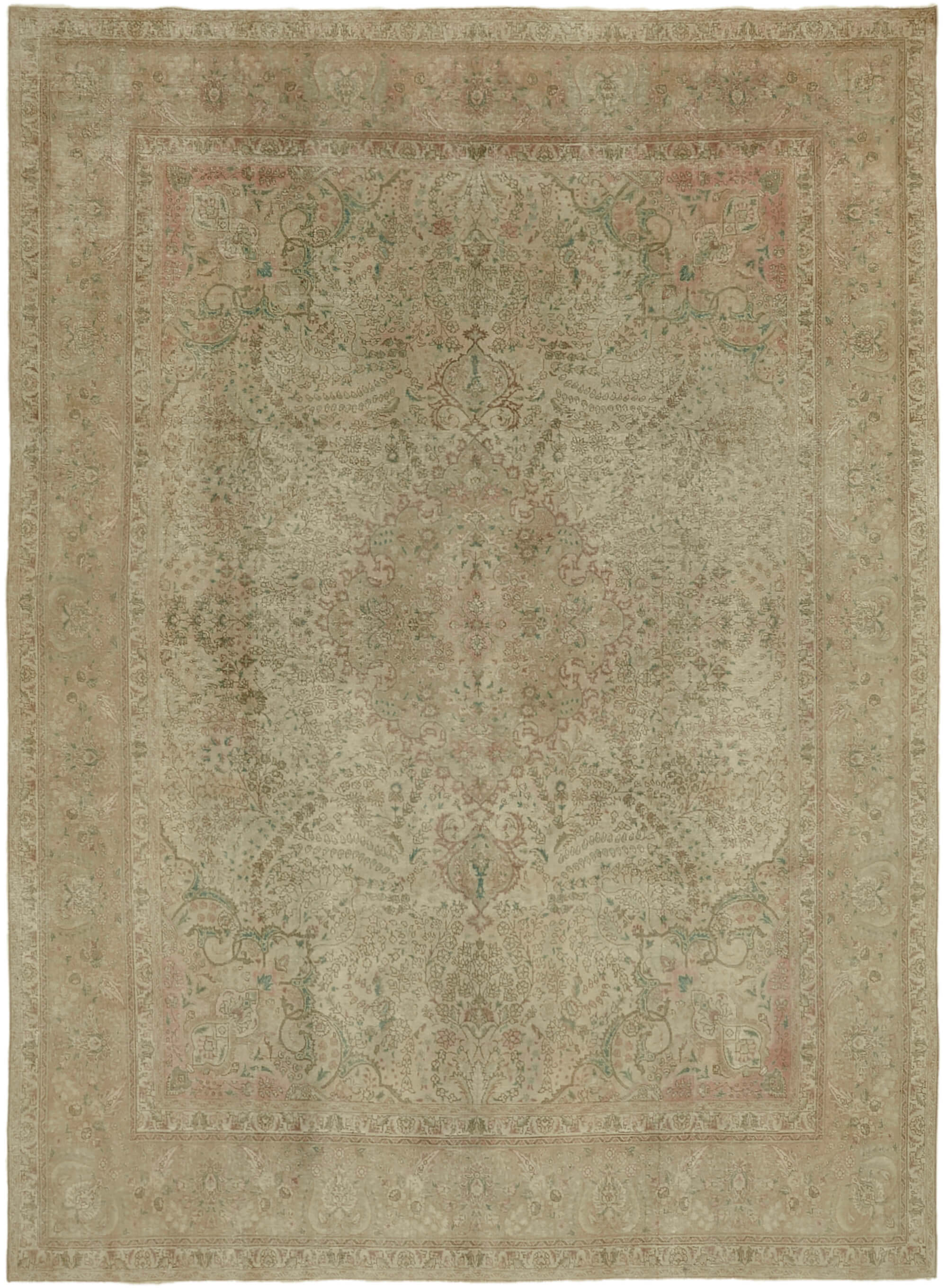 10 x 13 Beige Vintage Large Area Rug - 7224