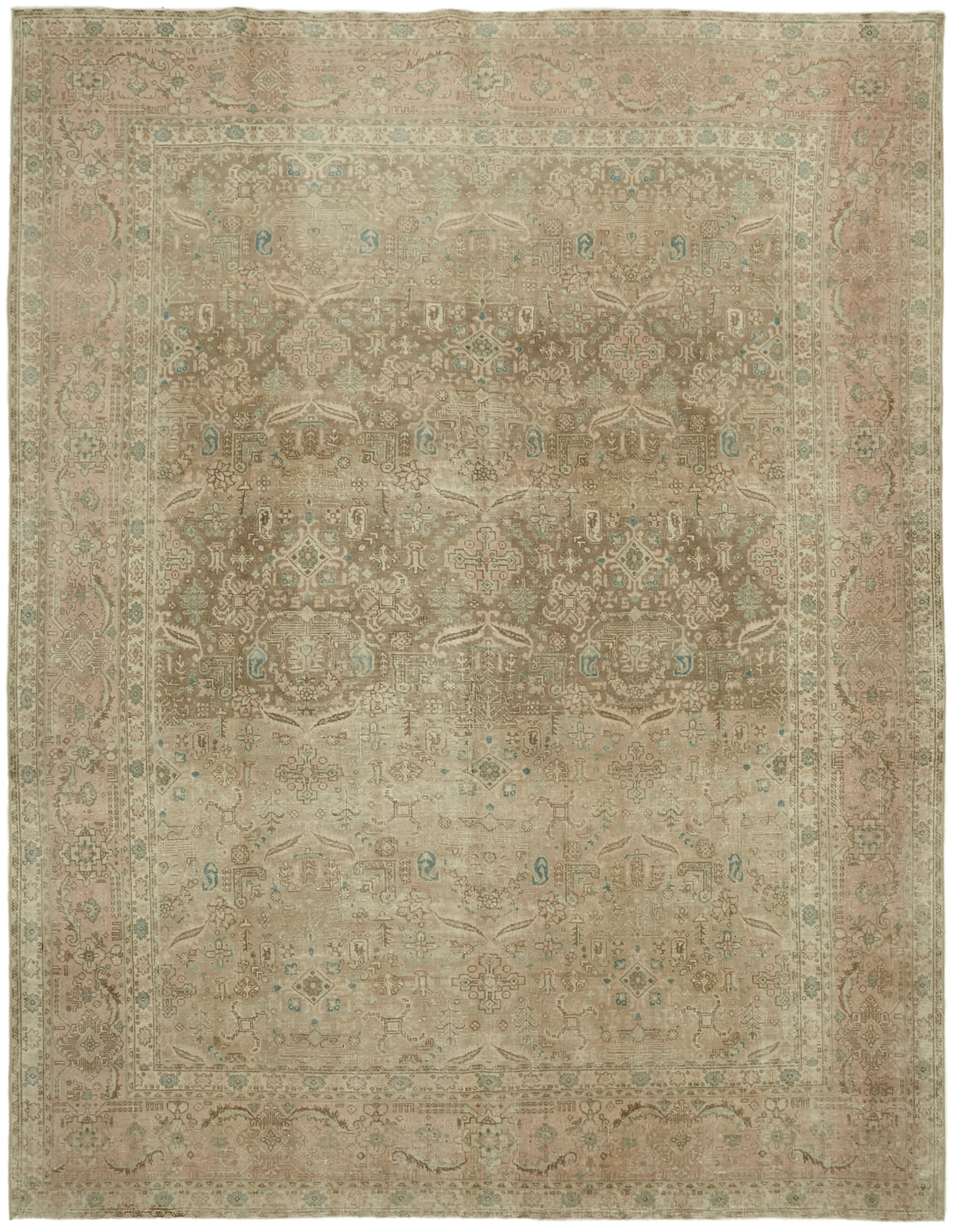 10 x 13 Beige Vintage Large Area Rug - 7225