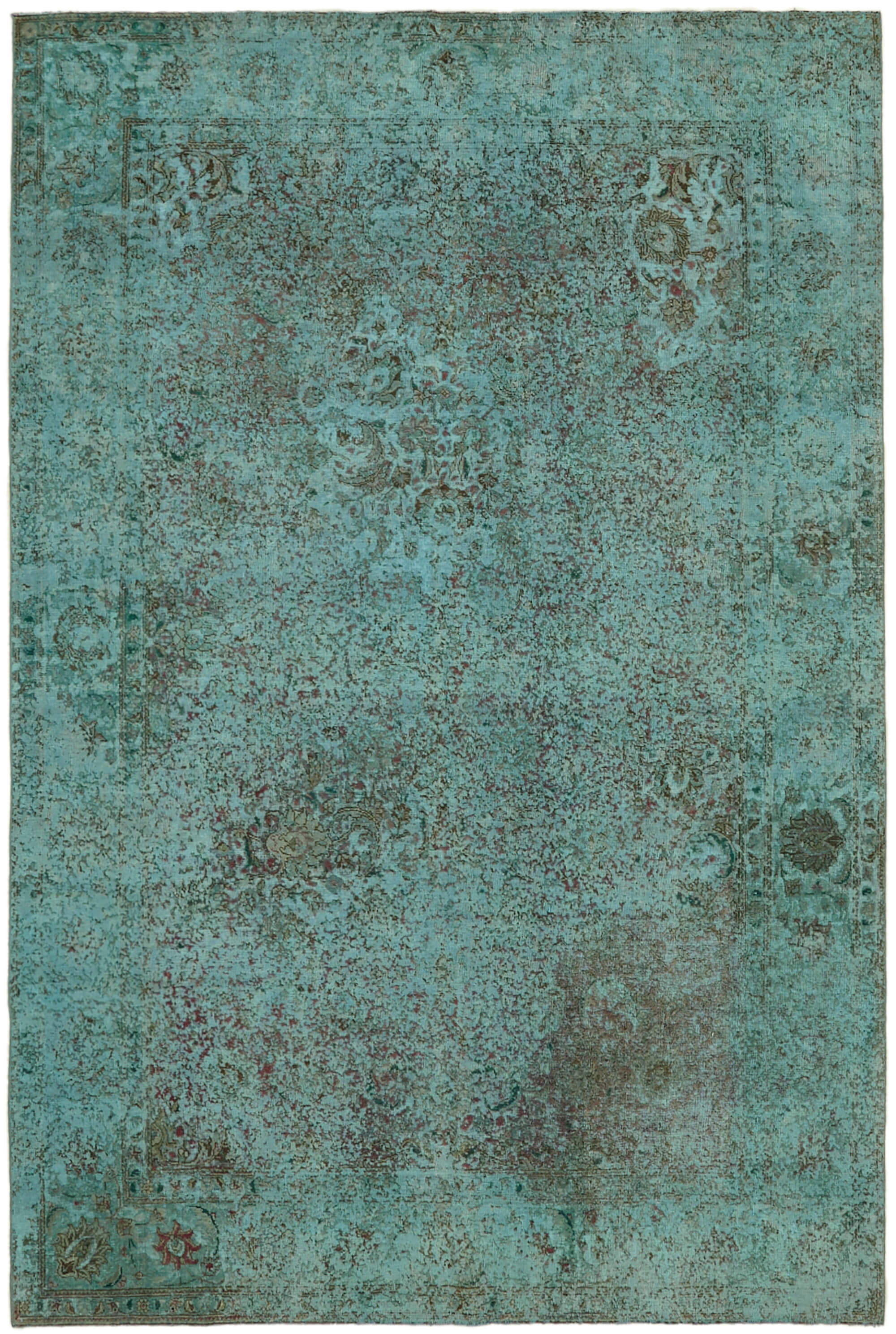 8 x 12 Turquoise Overdyed Large Area Rug - 7227