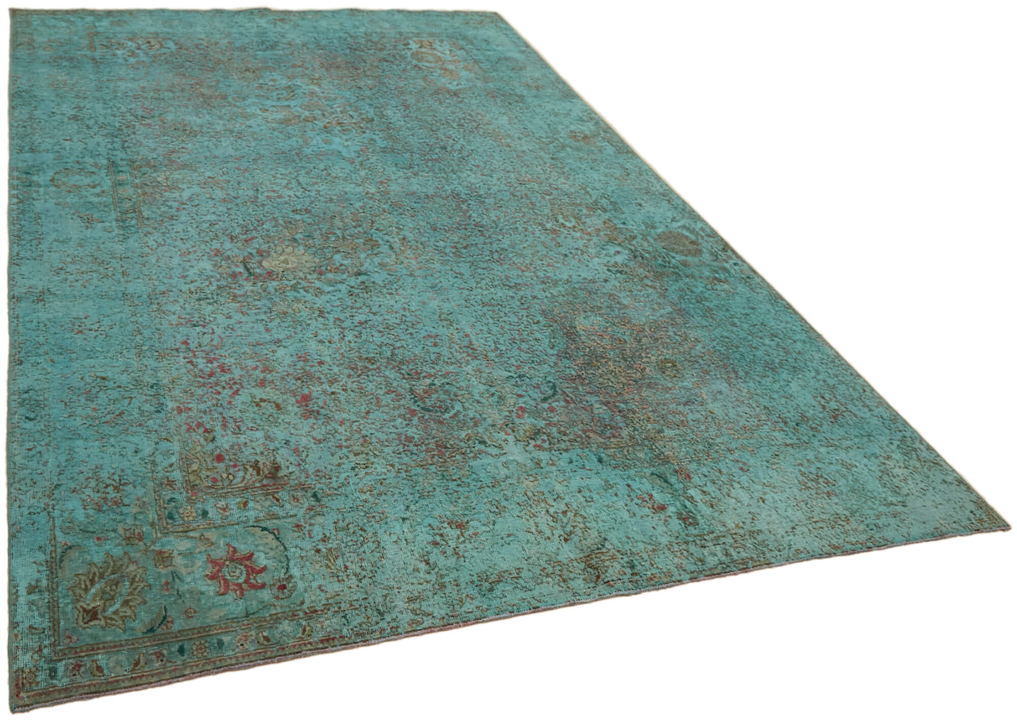 8 x 12 Turquoise Overdyed Large Area Rug - 7227