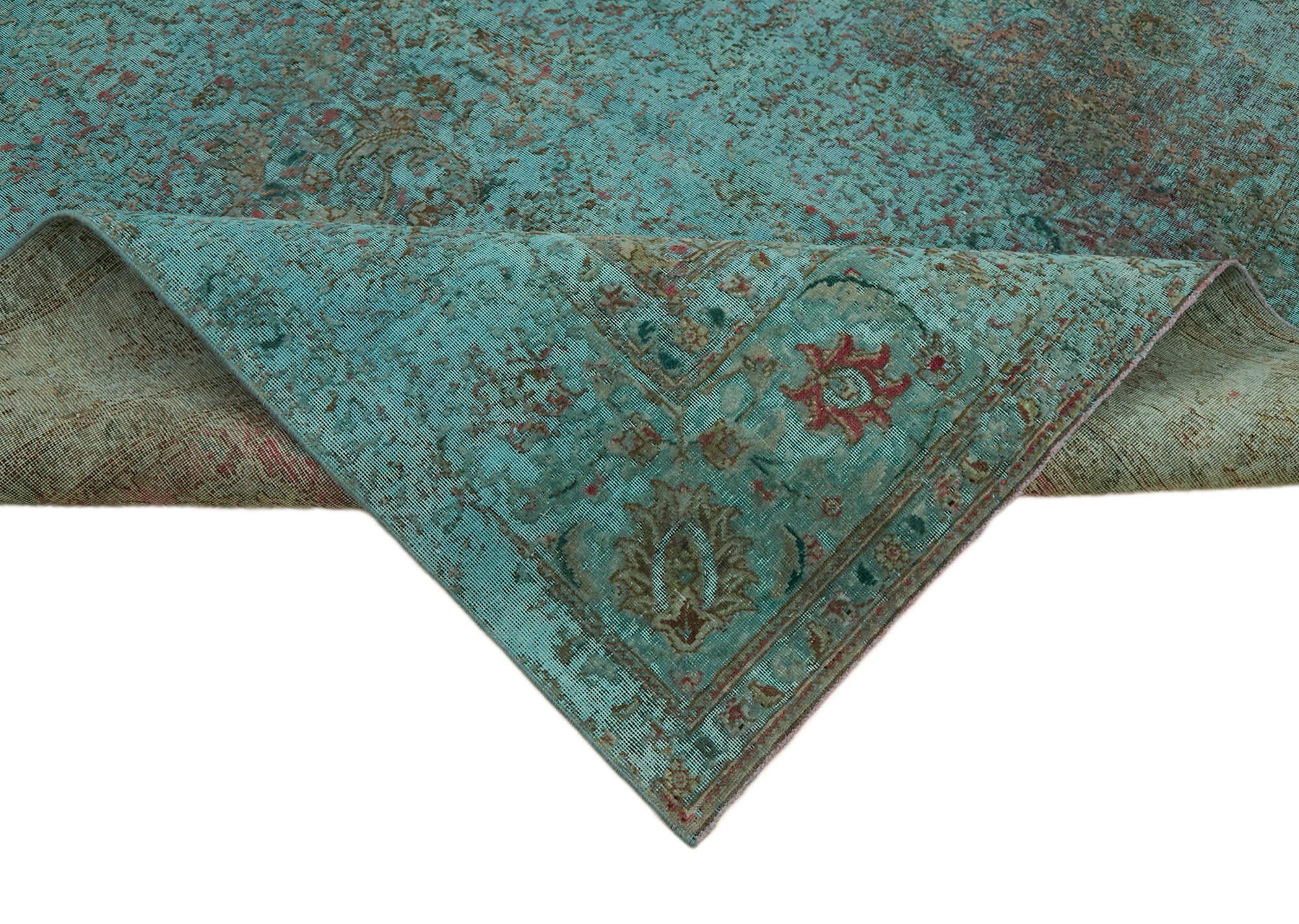 8 x 12 Turquoise Overdyed Large Area Rug - 7227